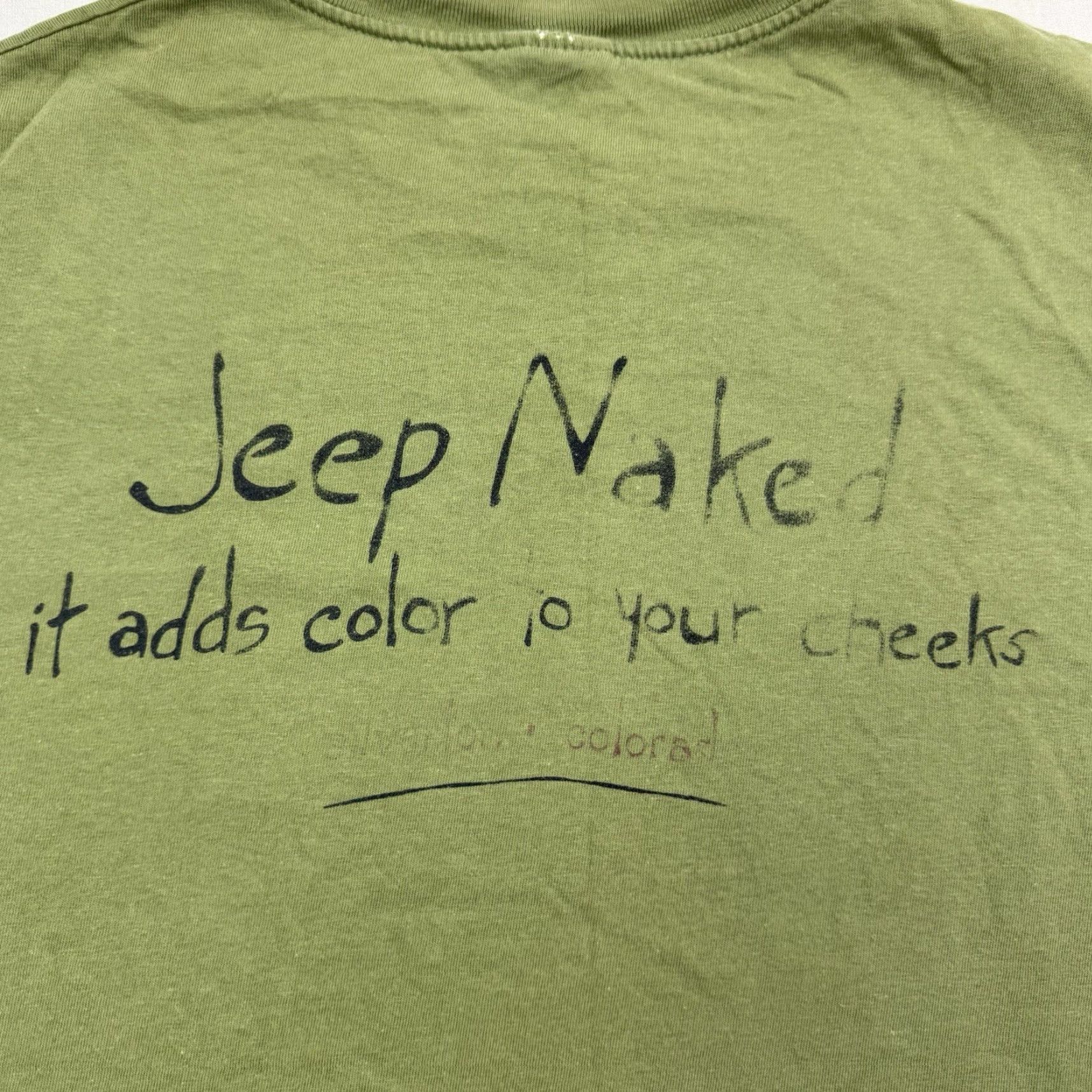 Hanes VINTAGE Hanes Jeep Naked T-Shirt Adult Large Green 90s Funny Hipster Mens Size US L / EU 52-54 / 3 - 2 Thumbnail