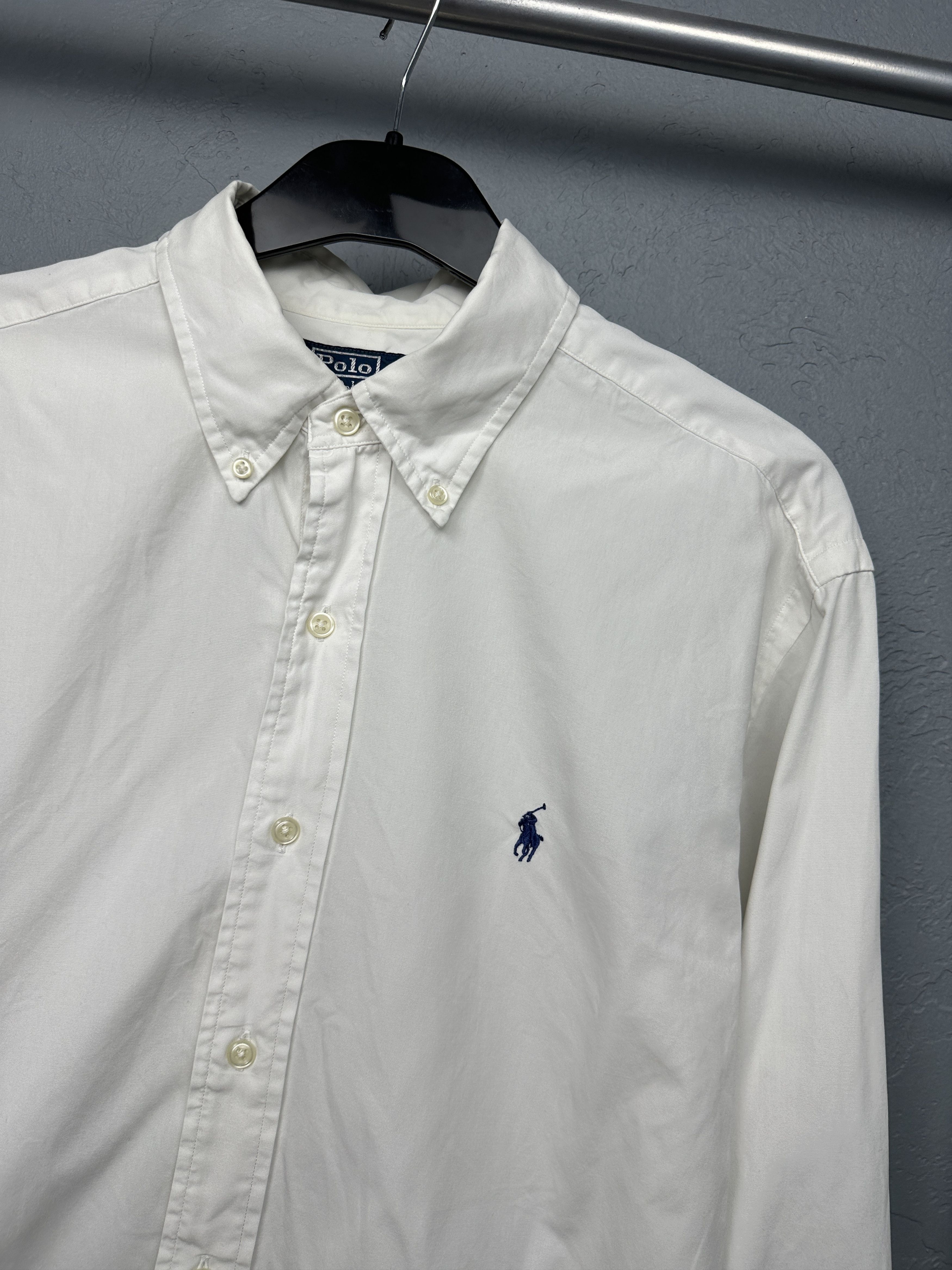 Polo Ralph Lauren Polo Ralph Lauren Vintage Mens White Long Sleeve Shirt Y2K Size US L / EU 52-54 / 3 - 2 Thumbnail
