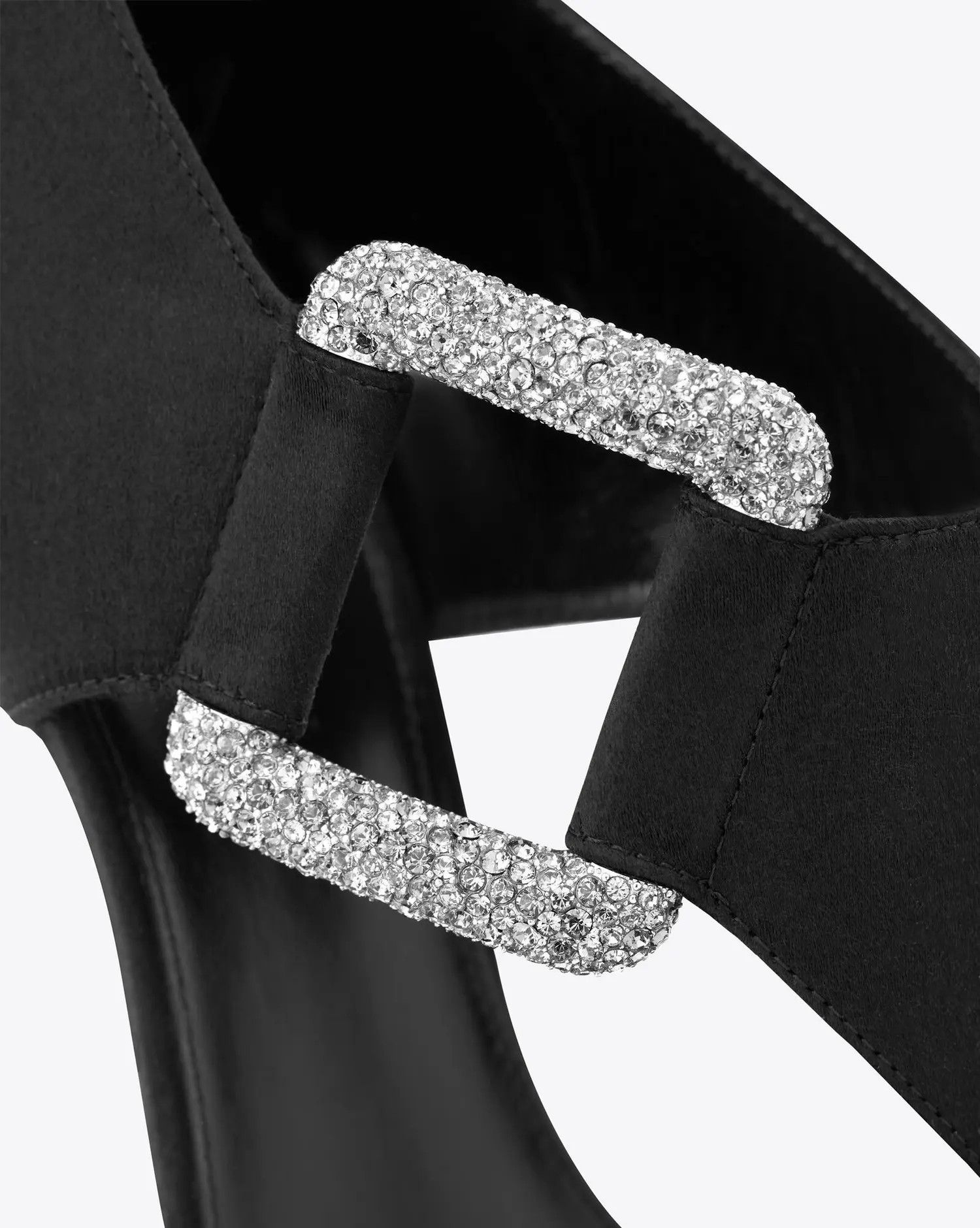 Saint Laurent Paris o1b1hav111224 Sandals Crepe Satin Rhinestones in Black Size US 7.5 / IT 37.5 - 5 Thumbnail