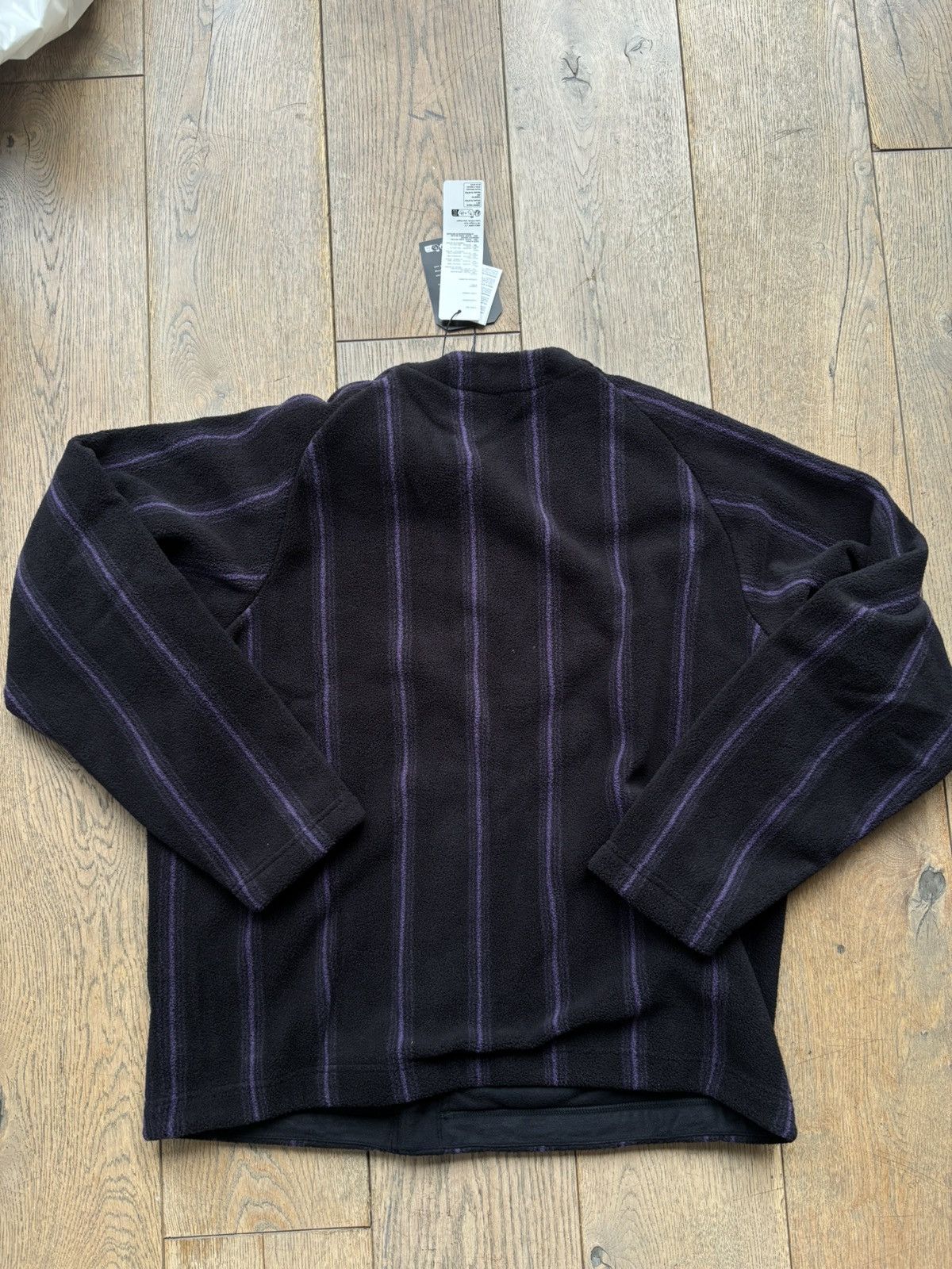 Needles Uniqlo Needles Striped Fleece Cardigan Medium Black Purple Size US M / EU 48-50 / 2 - 4 Thumbnail