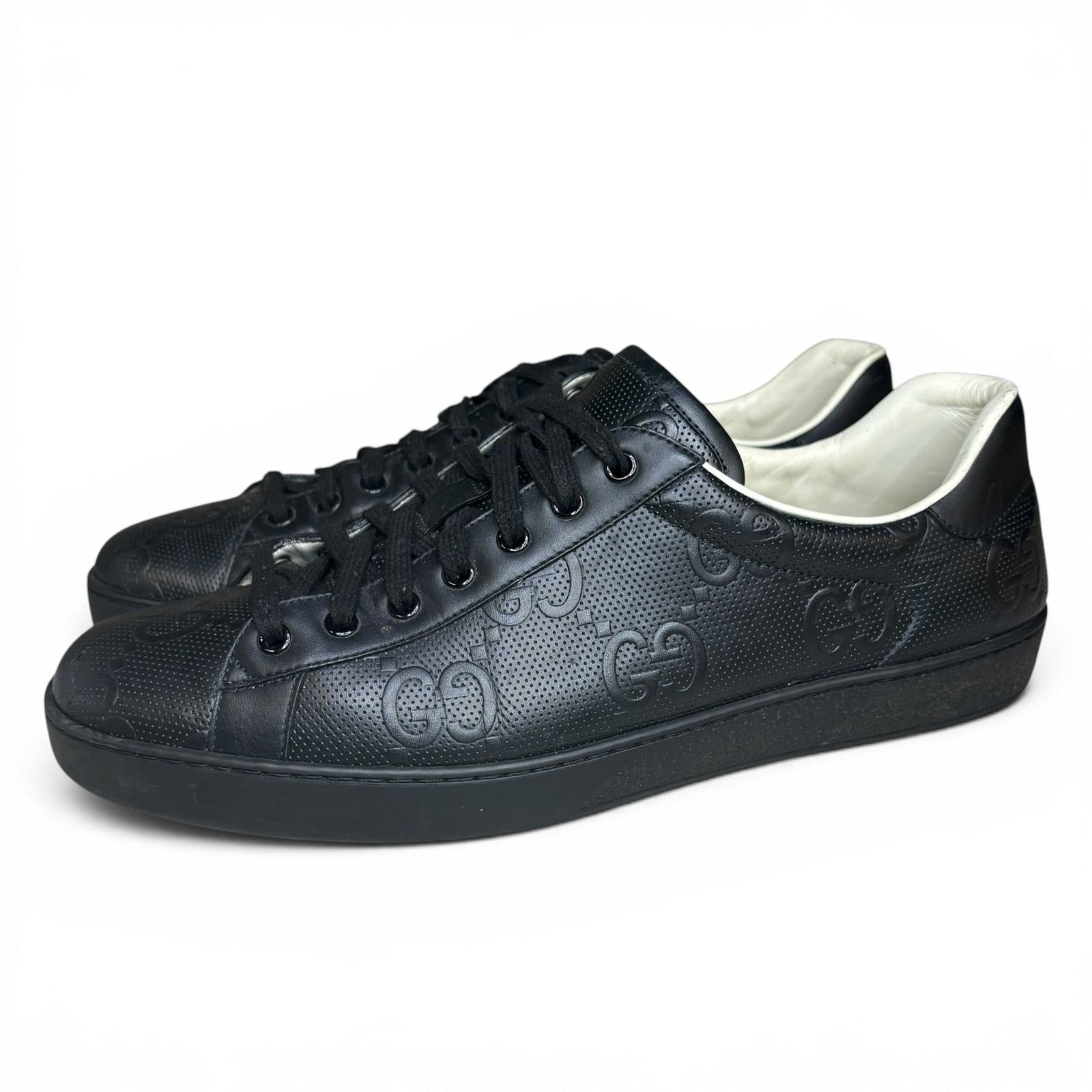 Gucci Gucci Ace Black Monorgram Sneakers | Size 11G Size US 11.5 / EU 44-45 - 2 Thumbnail