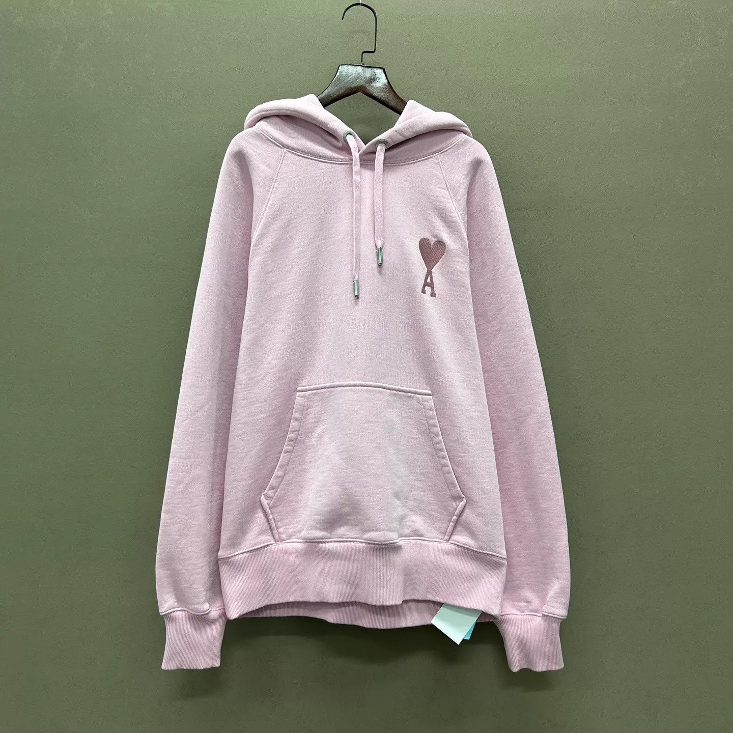 AMI Ami Pink Small Heart Embroidery Hoodie S Size S / US 4 / IT 40 - 1 Thumbnail