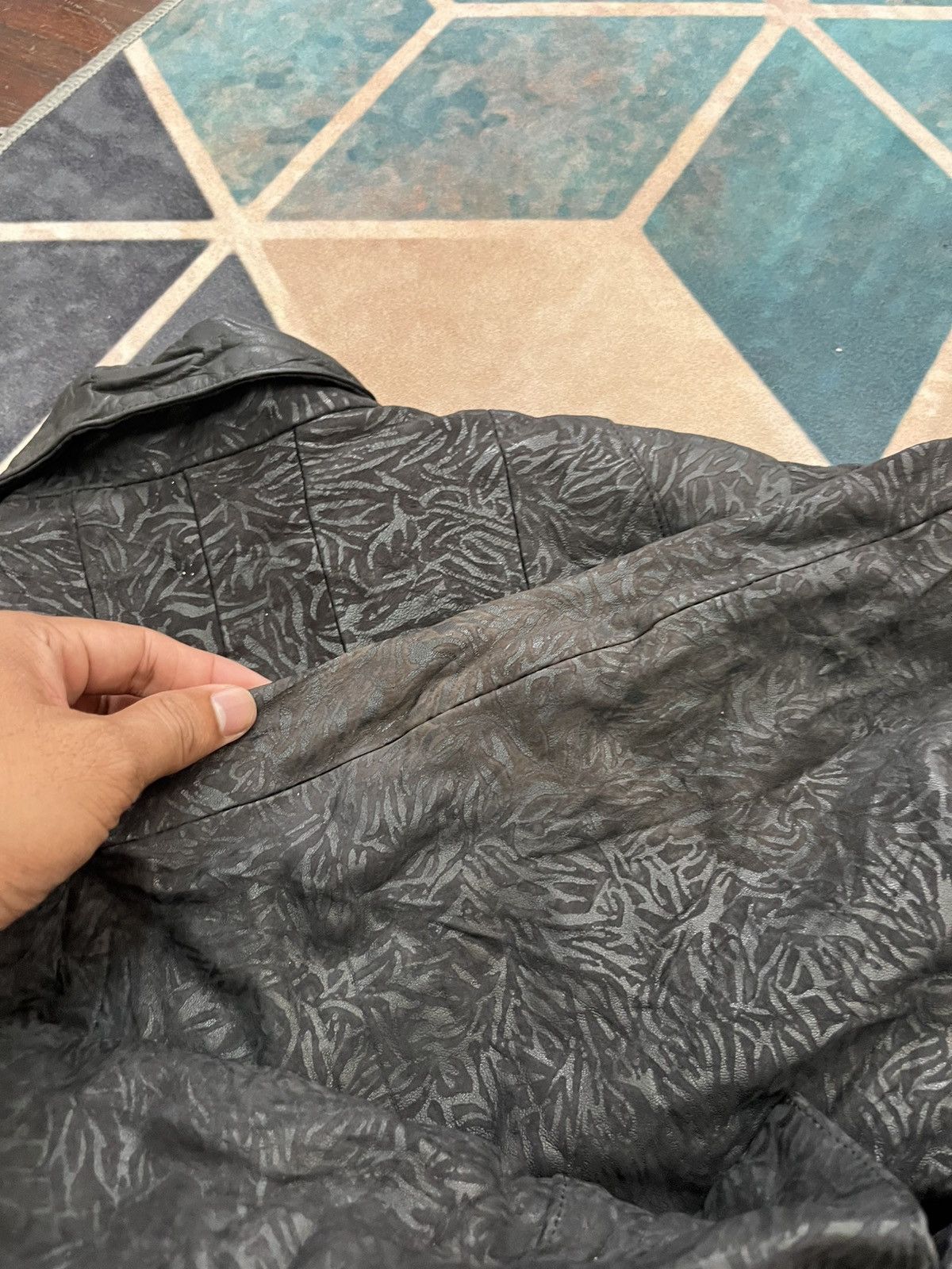 Genuine Leather 💥TRUE VINTAGE 80s Unbrand Leather Heavy Jackets Fullprinted Size L / US 10 / IT 46 - 14 Thumbnail