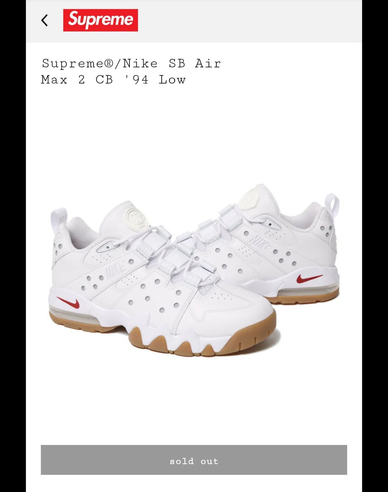 Nike × Supreme Supreme®/Nike SB Air Max 2 CB '94 Low Size US 9.5 / EU 42-43 - 7 Thumbnail