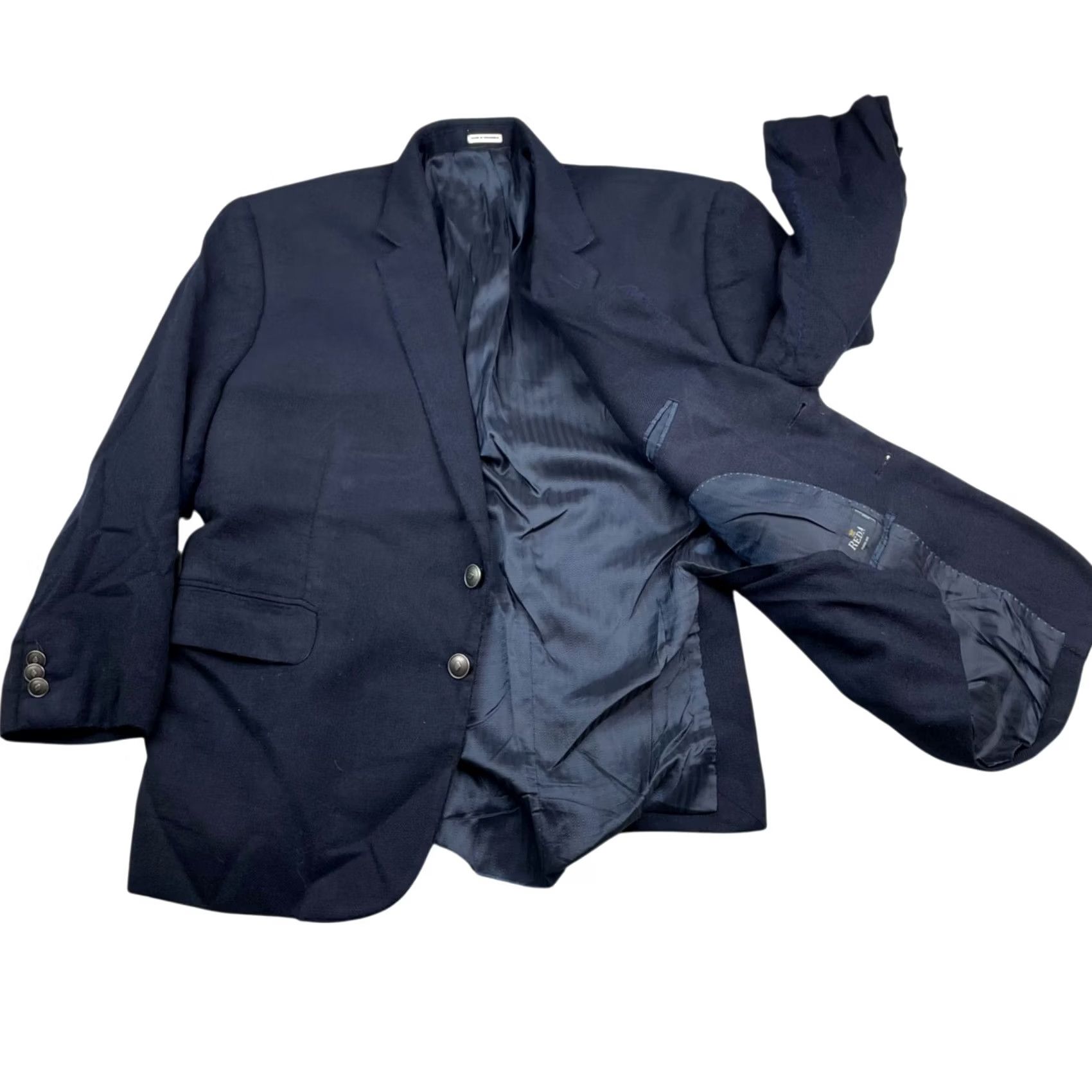 Joseph Abboud Joseph Abboud Blazer Shirt Men 46 100% Wool Navy Blue Notch Lapel 2-Button Short Sleeve Blazer Front Two-Button Vintage: No Mens Size 46R - 3 Thumbnail