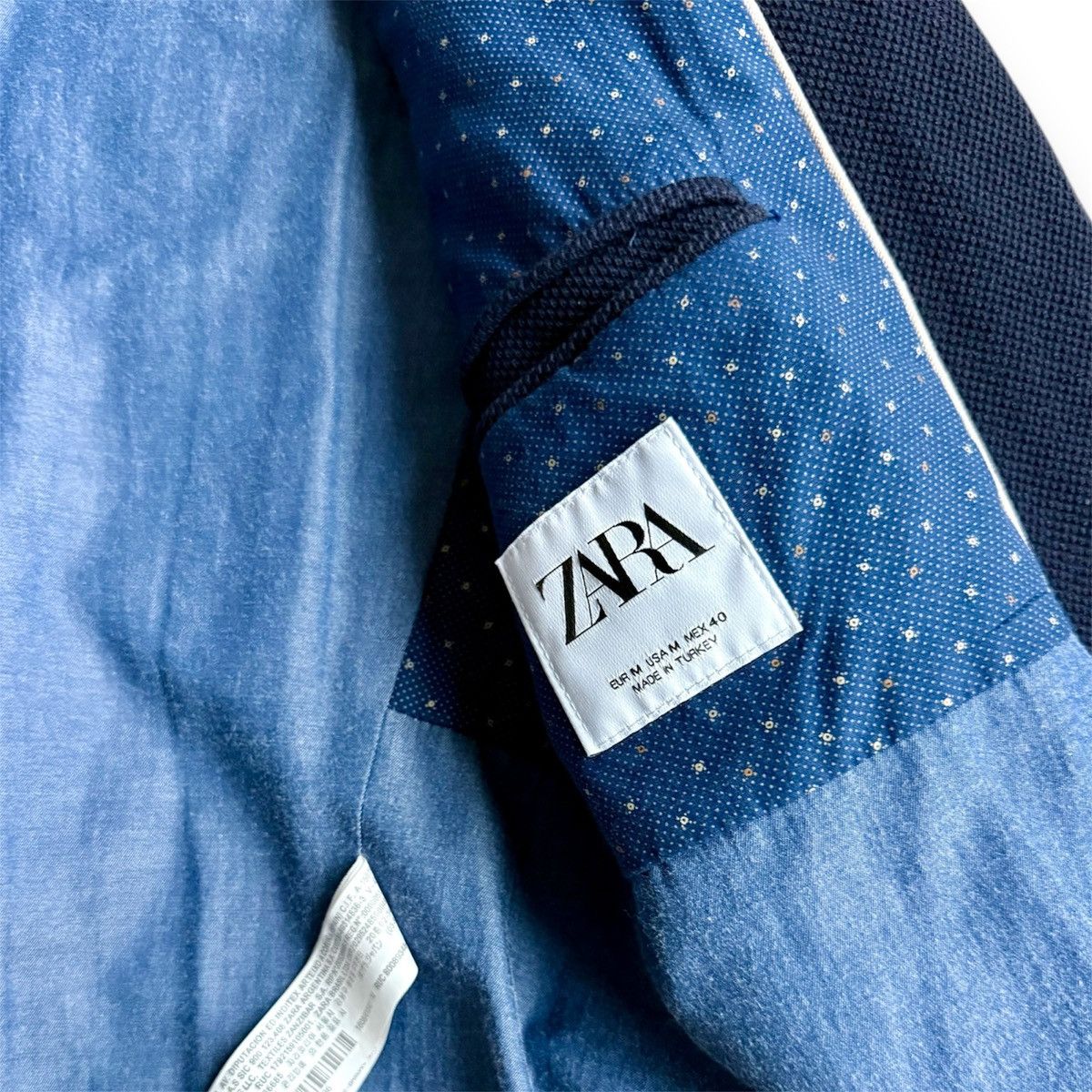 Zara Zara Man Navy Blue Textured Slim Fit Blazer - Size M Size 36R - 2 Thumbnail
