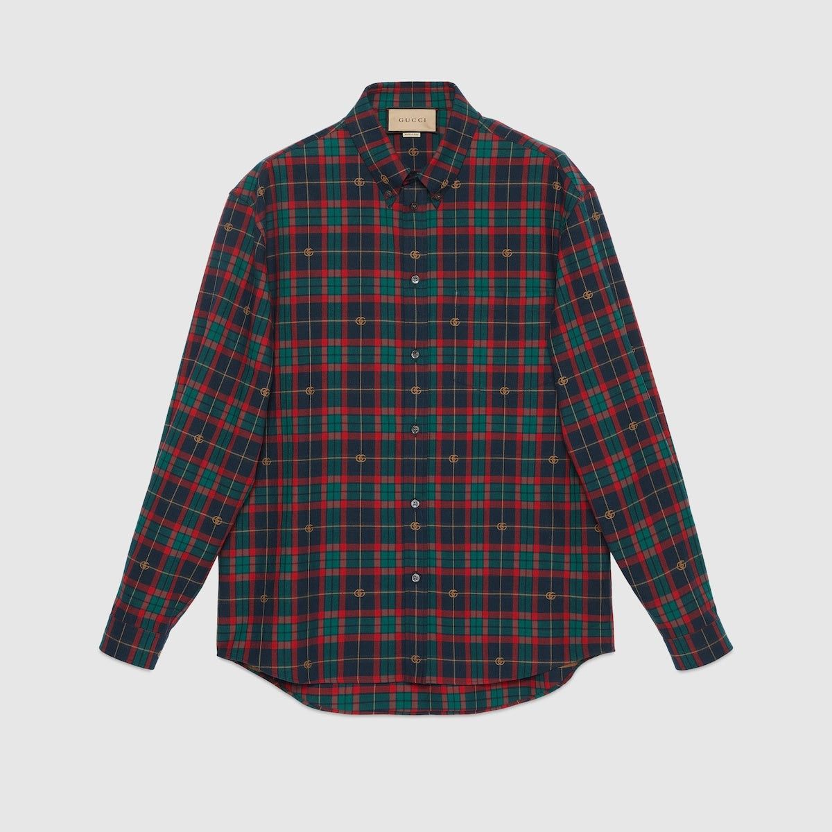 Gucci o1loc1c1225 770439 Double G Tartan Cotton Shirt Multicolor Size US S / EU 44-46 / 1 - 1 Thumbnail