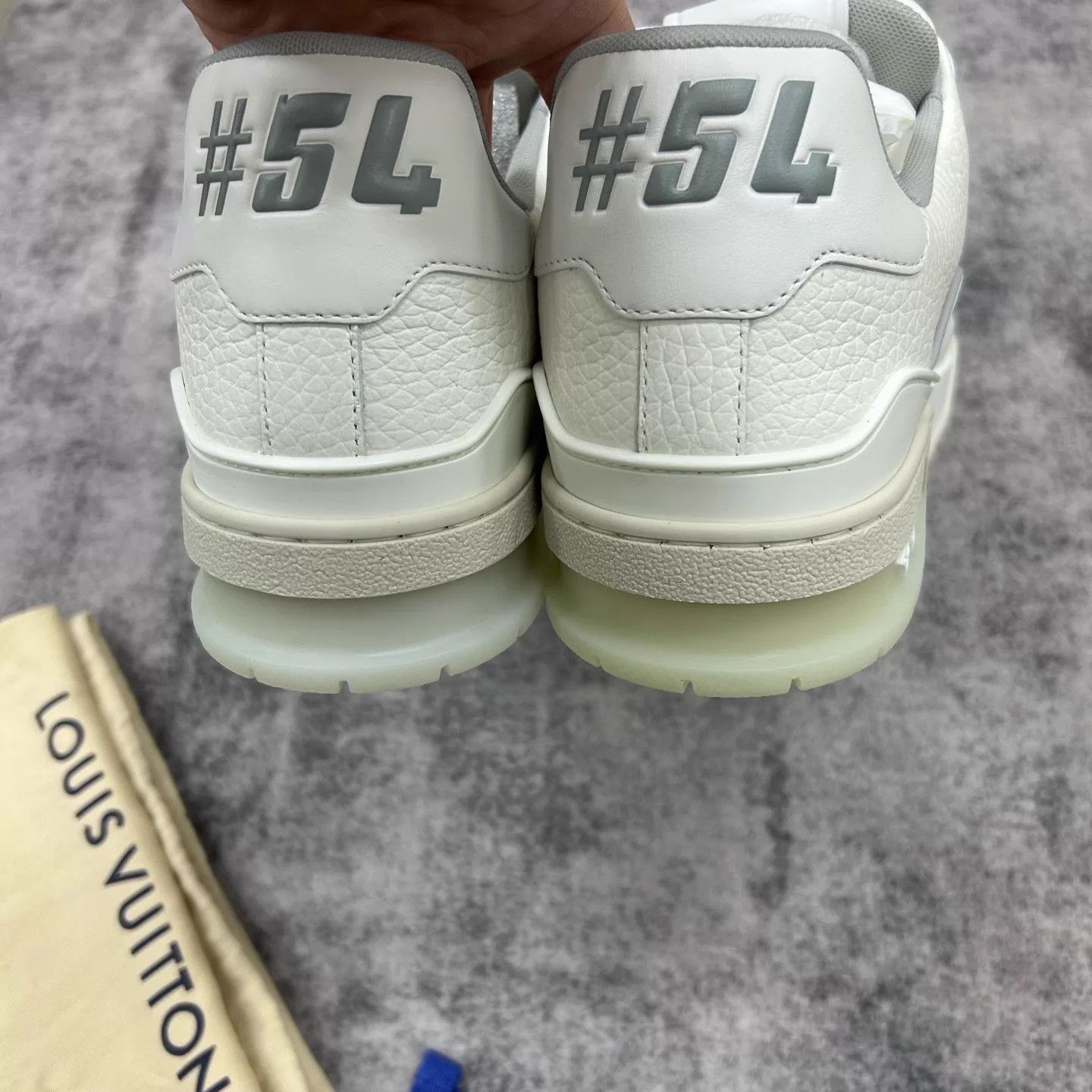 Louis Vuitton LOUIS VUITTON Trainer White Cement Leather Sneaker 41.5 Size US 8.5 / EU 41-42 - 4 Thumbnail
