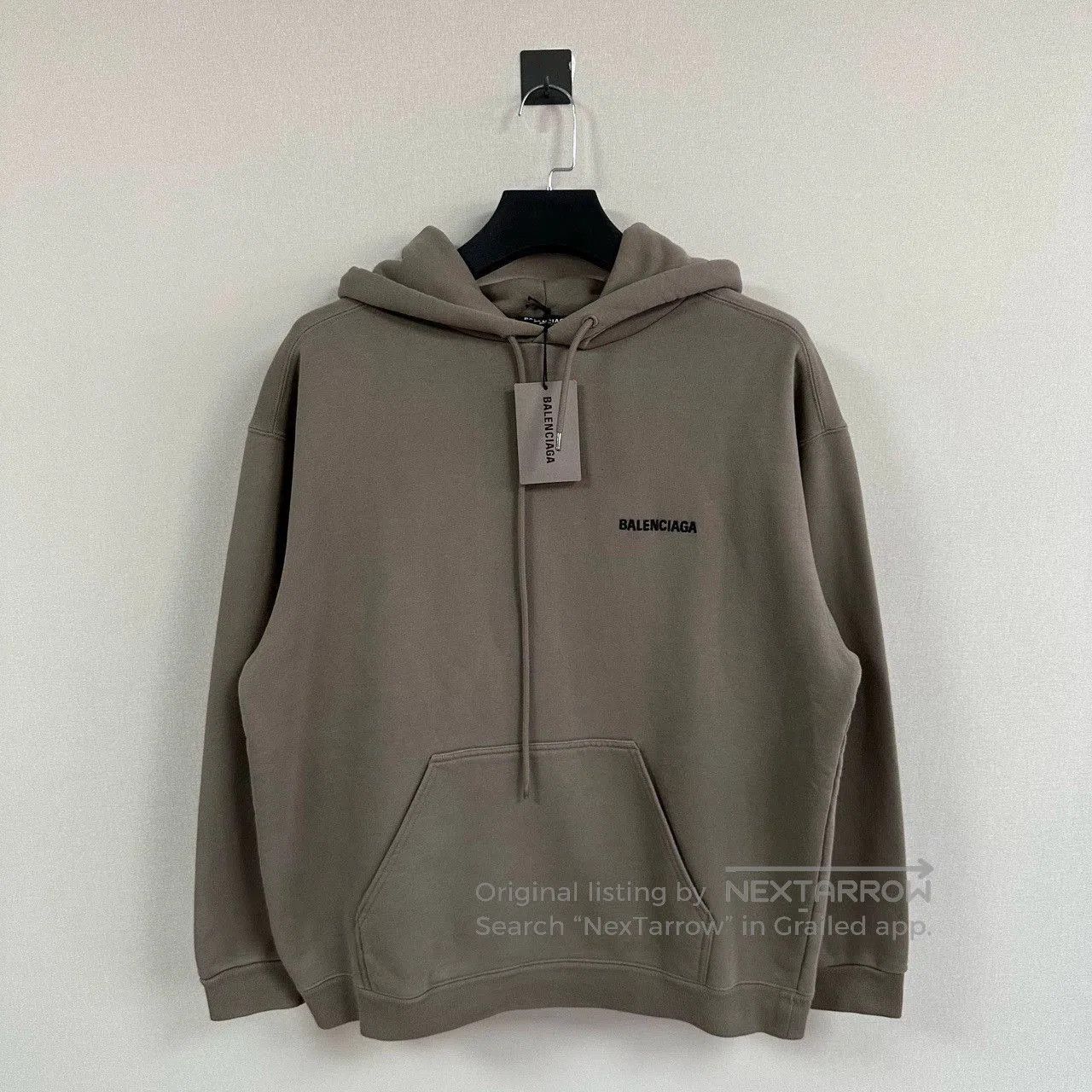 balenciaga embroidered hoodie in olive green.