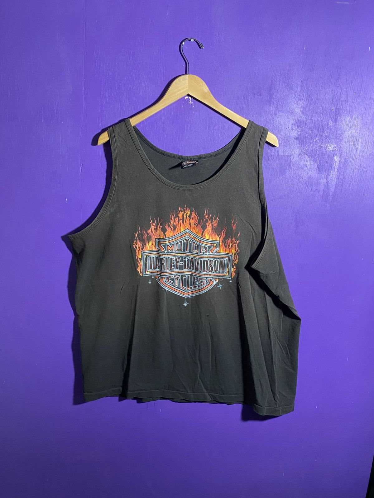 Harley Davidson × Vintage Vintage 90s Harley Davidson flame logo tank top Size US XXL / EU 58 / 5 - 1 Thumbnail