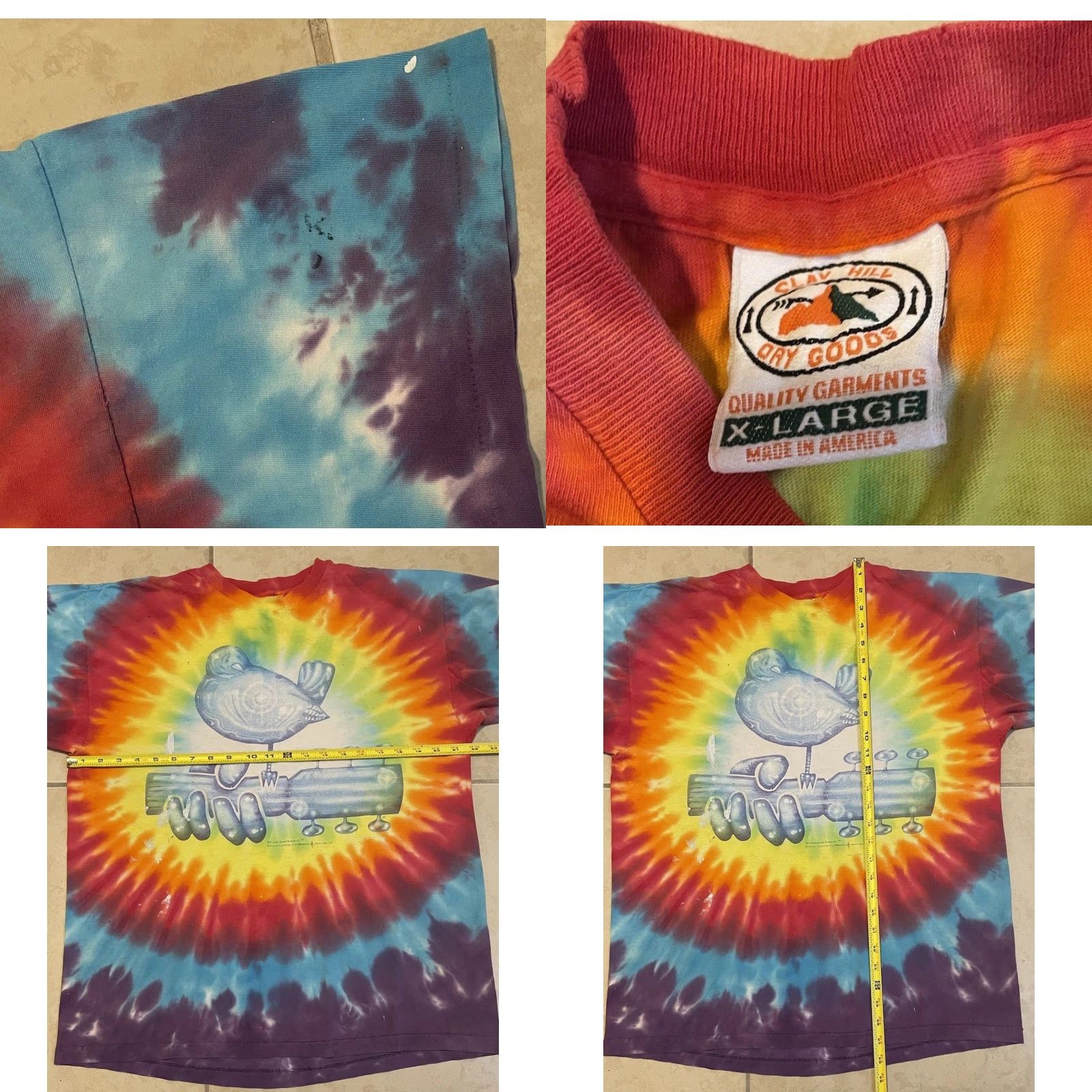 Vintage VINTAGE Woodstock 94 Faded Distress Tie Dye Shirt M Concert Hippie Grunge 90s Mens T-Shirt Blue Size US M / EU 48-50 / 2 - 11 Thumbnail