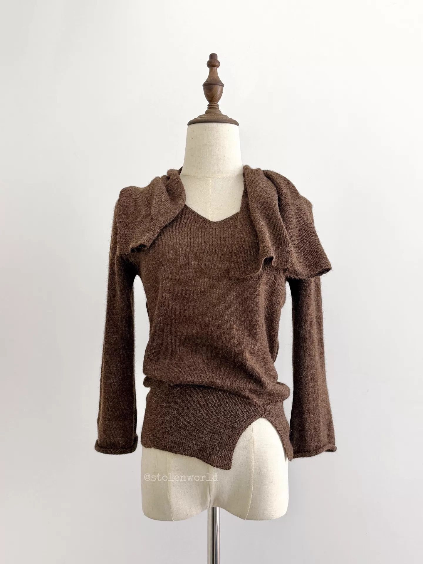 Limi Feu Limi feu Irregular Knit Top w/ Scarf Cuffed 7/8 Sleeves Size S / US 4 / IT 40 - 3 Thumbnail
