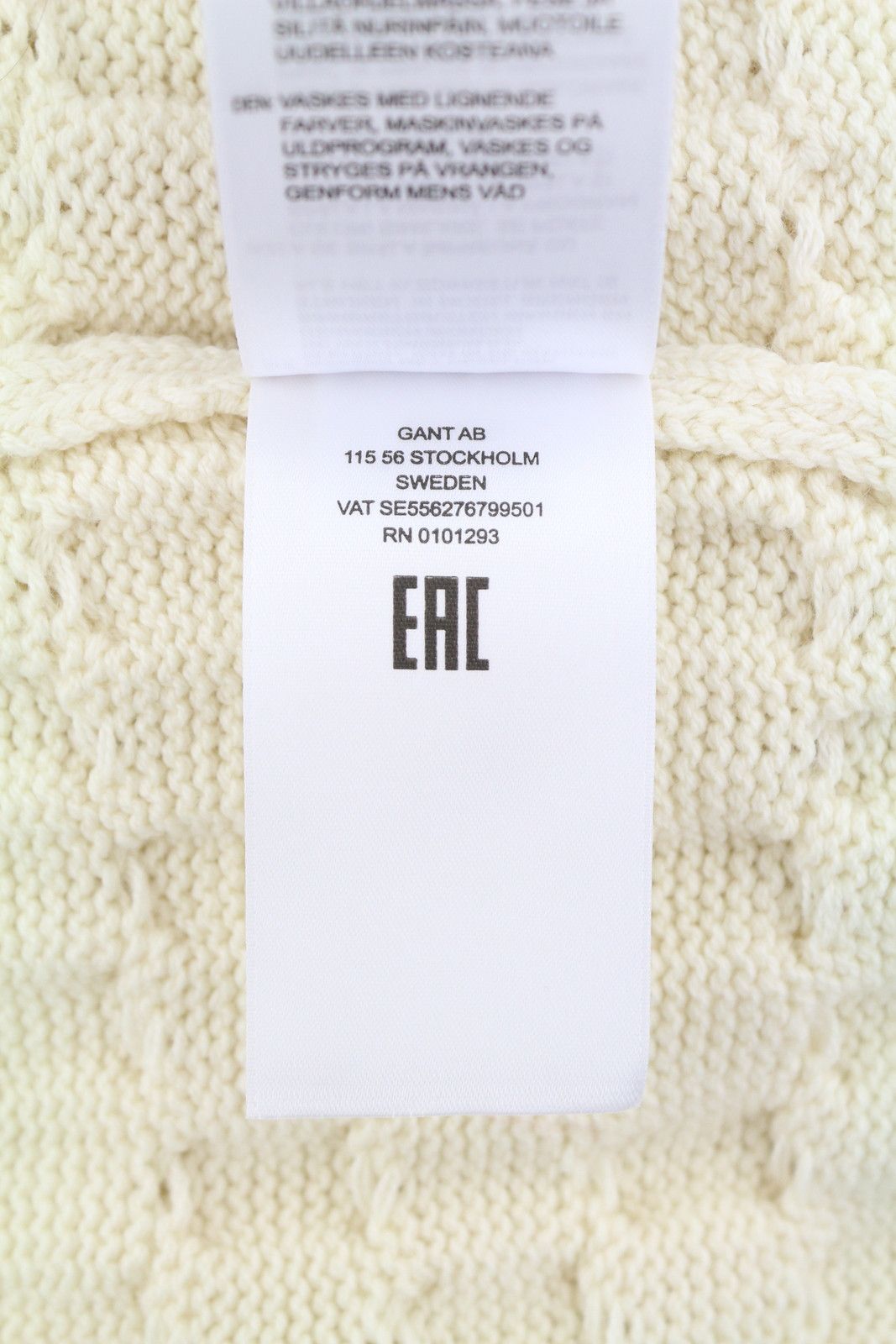 Gant CABLE C-NECK L Cream Wool Blend Jumper 87225 Size L / US 10 / IT 46 - 10 Thumbnail