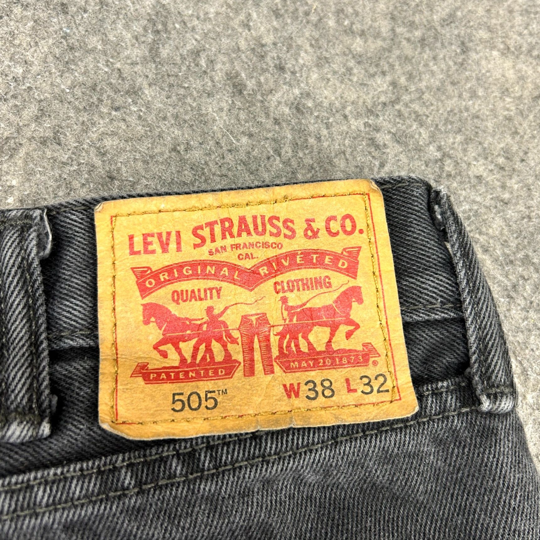 Levi's Levi's 505 Jeans Men Regular Fit Straight Leg Dark Wash Black 38x32 Denim Cotton Size US 38 / EU 54 - 3 Thumbnail