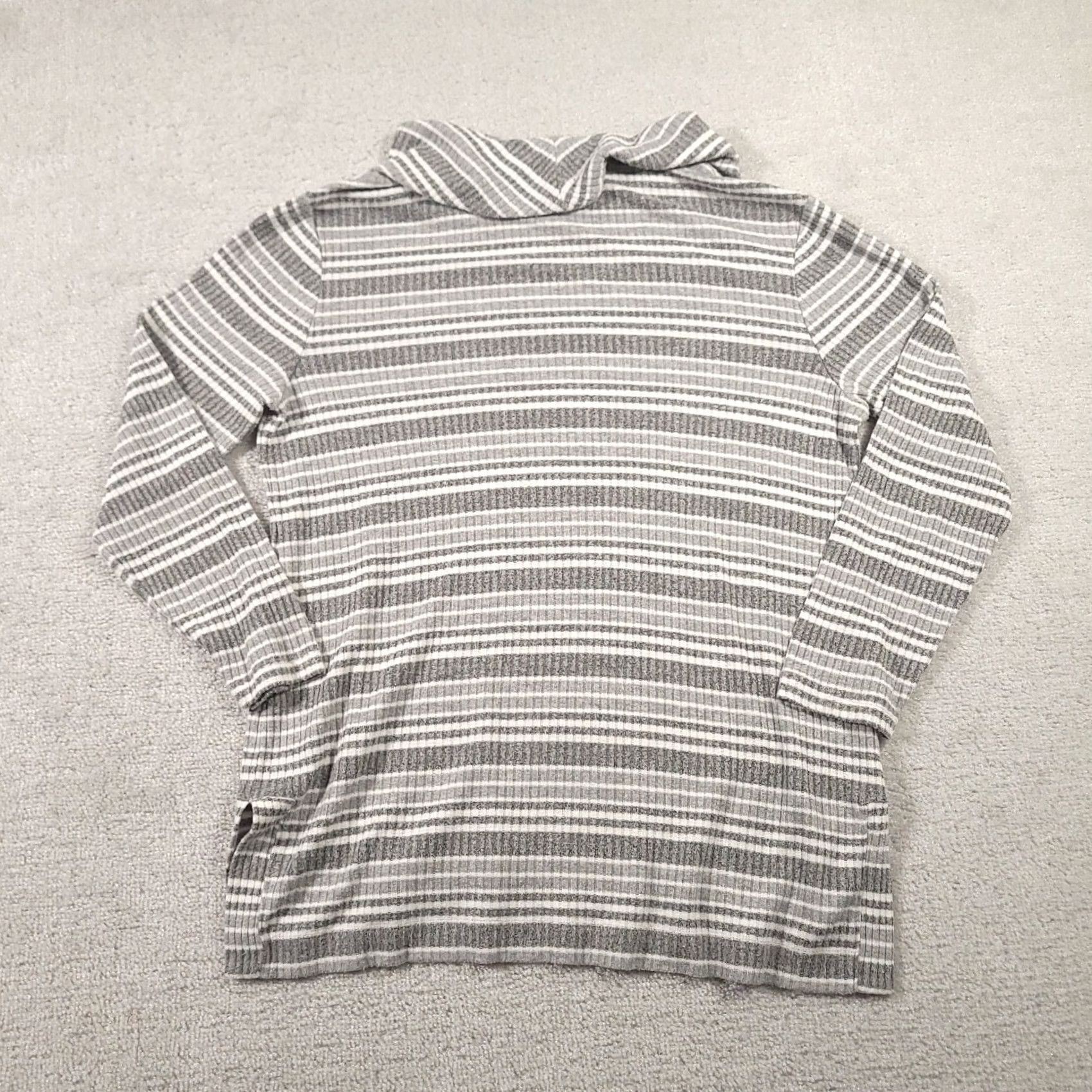 Vintage Chico's Zenergy Women's Striped Cowl-Neck Top Grey Size M Medium Stretch Shirt Womens Size M / US 6-8 / IT 42-44 - 7 Thumbnail