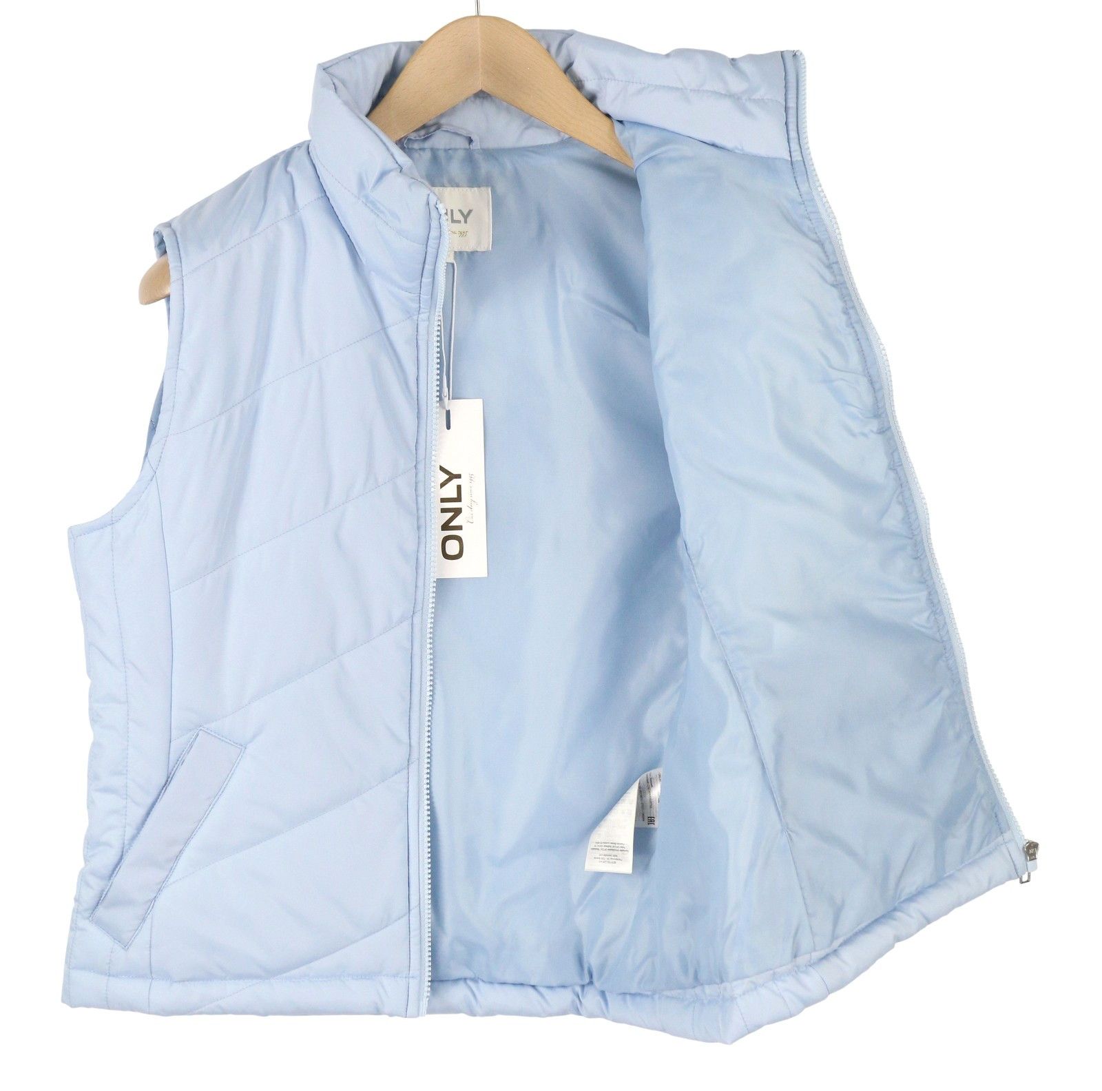 Other NICOLE QUILT S Light Blue Padded High Neck Zip 88027 Size S / US 4 / IT 40 - 4 Thumbnail