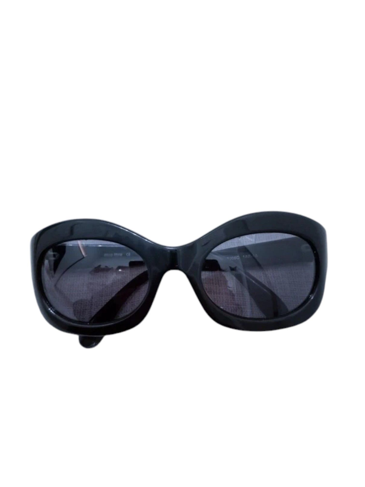Miu Miu Miu Miu SMU06C 1AB-1A Black Oval Sunglasses Size ONE SIZE - 1 Thumbnail