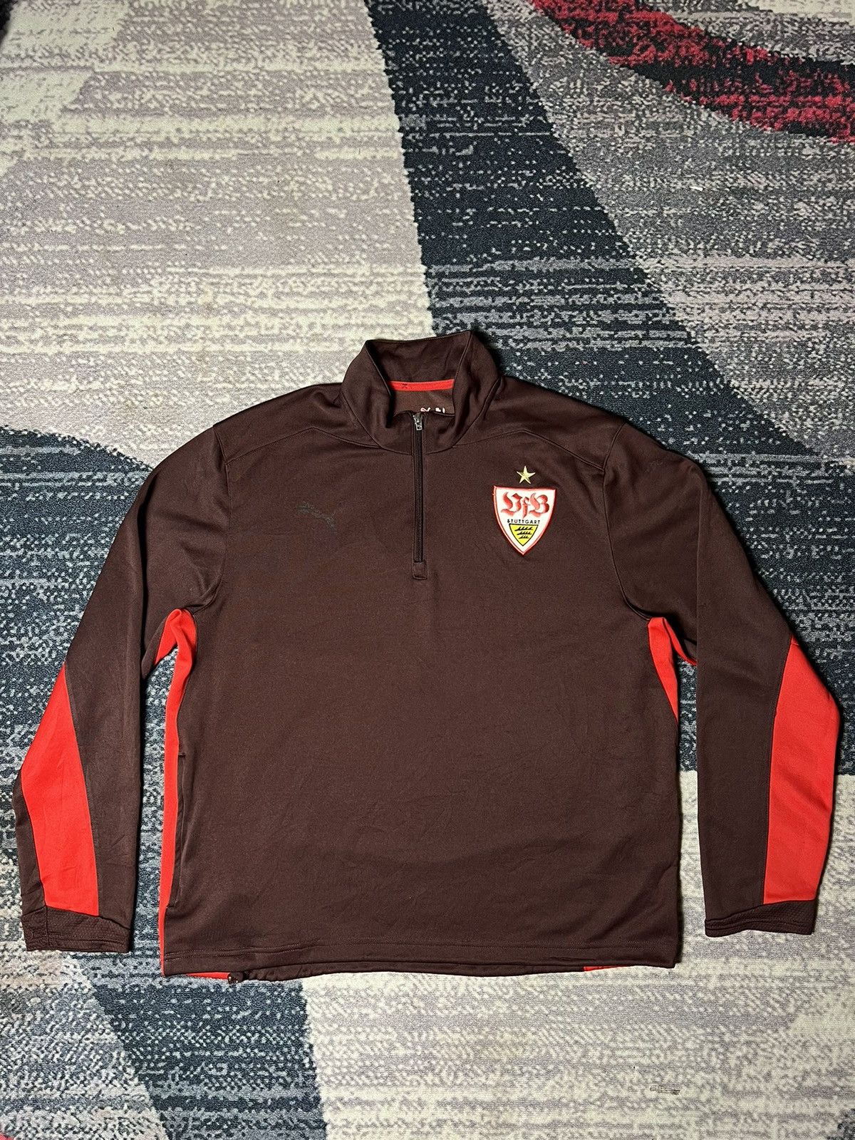 Puma × Vintage Puma VFB Stuttgart Halfzipper Polyster Size US L / EU 52-54 / 3 - 1 Thumbnail
