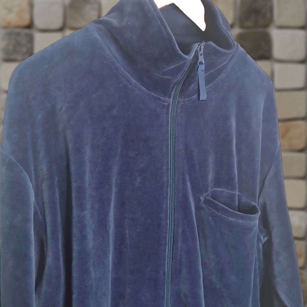 Blair VINTAGE John Blair Sweatshirt Large Blue Velour Jacket Retro Full Zip Grandpacore Mens Size US L / EU 52-54 / 3 - 1 Thumbnail