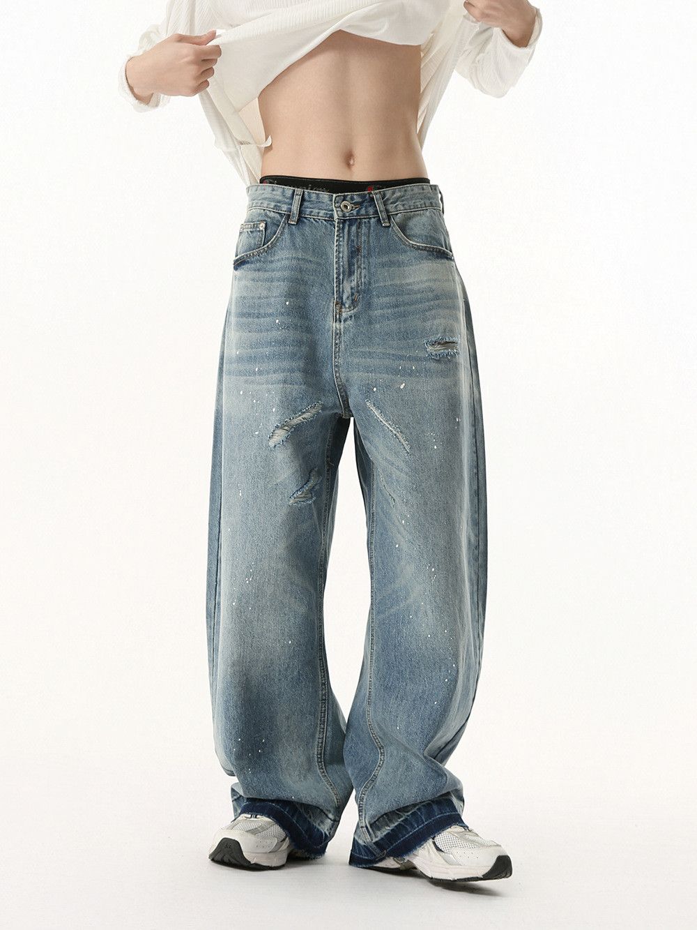 Jean Men's Japanese Retro Washed Straight Leg Curved Jeans Size US 32 / EU 48 - 3 Thumbnail