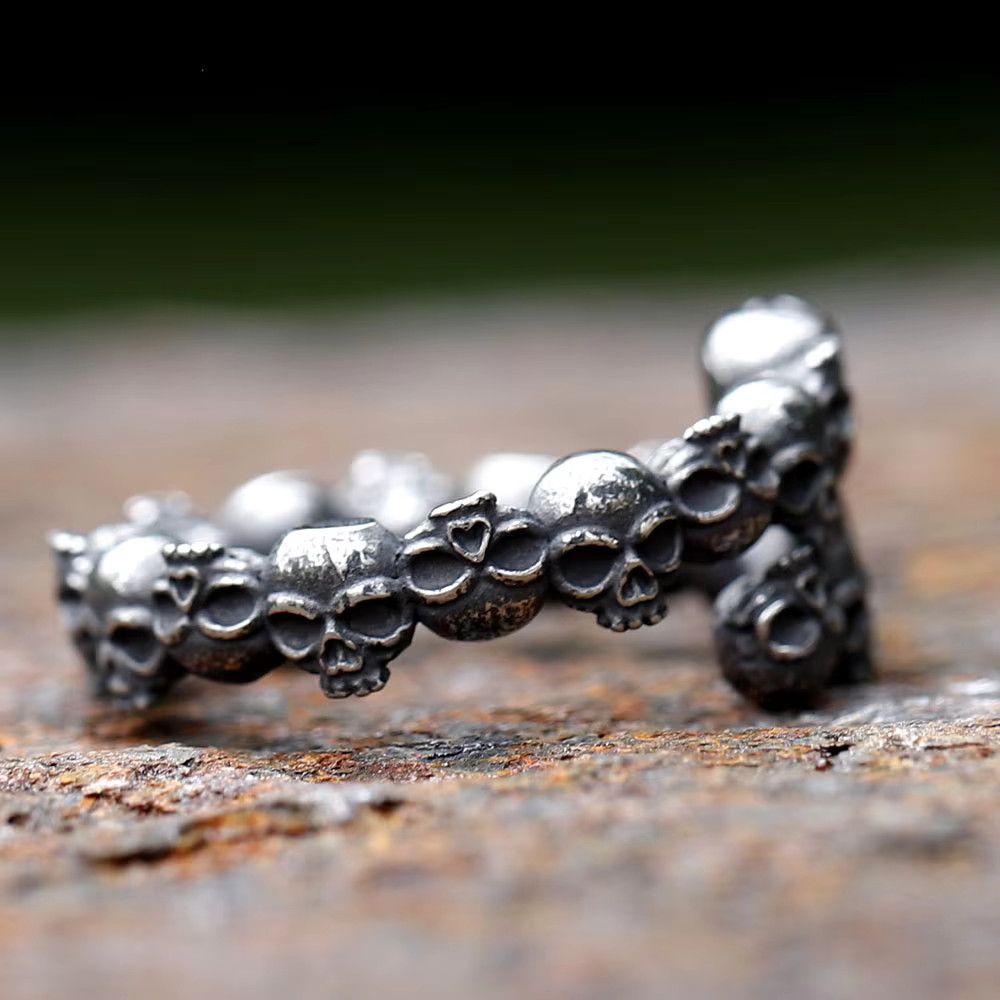 Jewelry Vintage Gothic Steel Skull Rings Size ONE SIZE - 1 Thumbnail