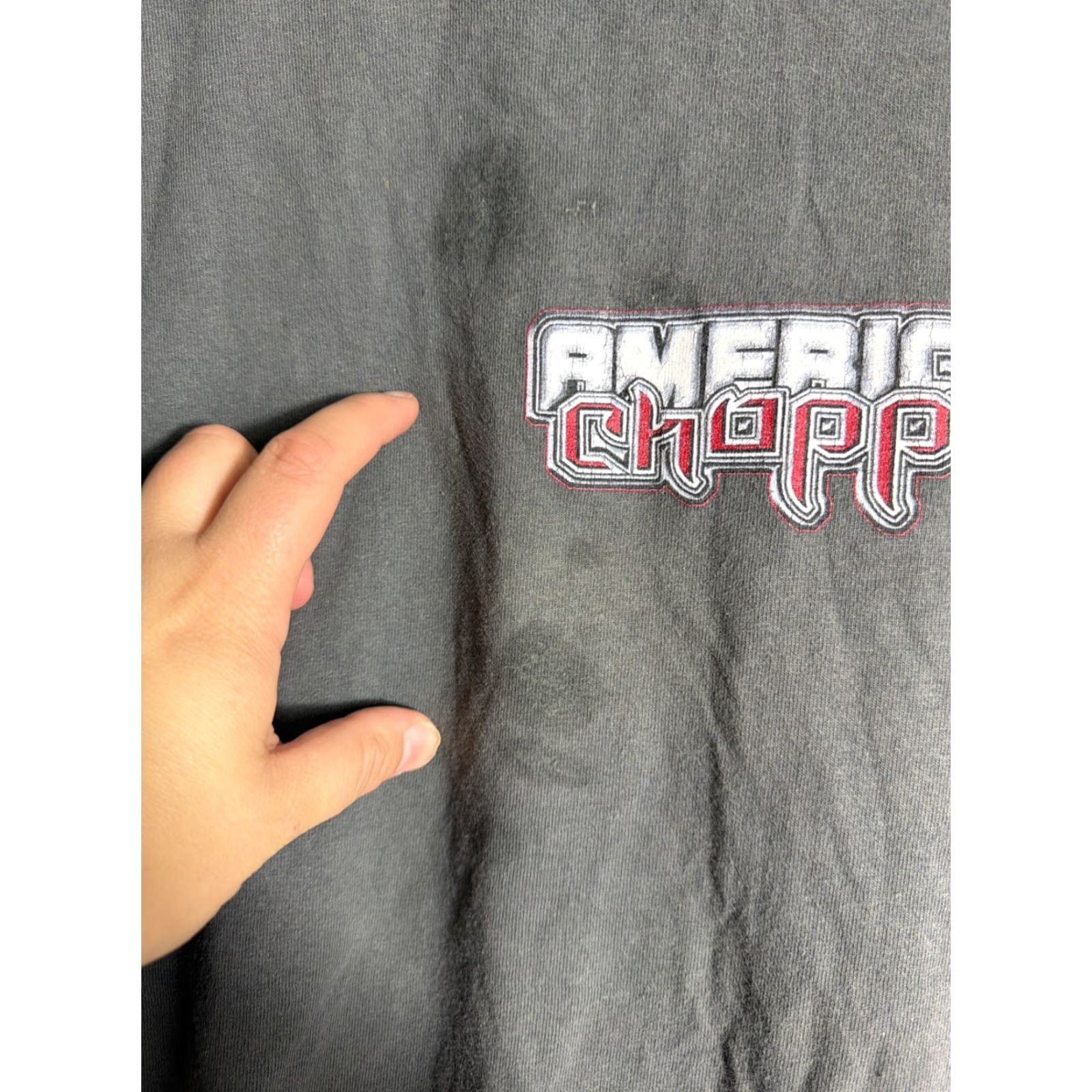 Vintage VINTAGE American Chopper Black Widow Motorcycle Graphic Shirt L Gray Unisex 30” Length 23” Chest Large Stains Size US L / EU 52-54 / 3 - 3 Thumbnail