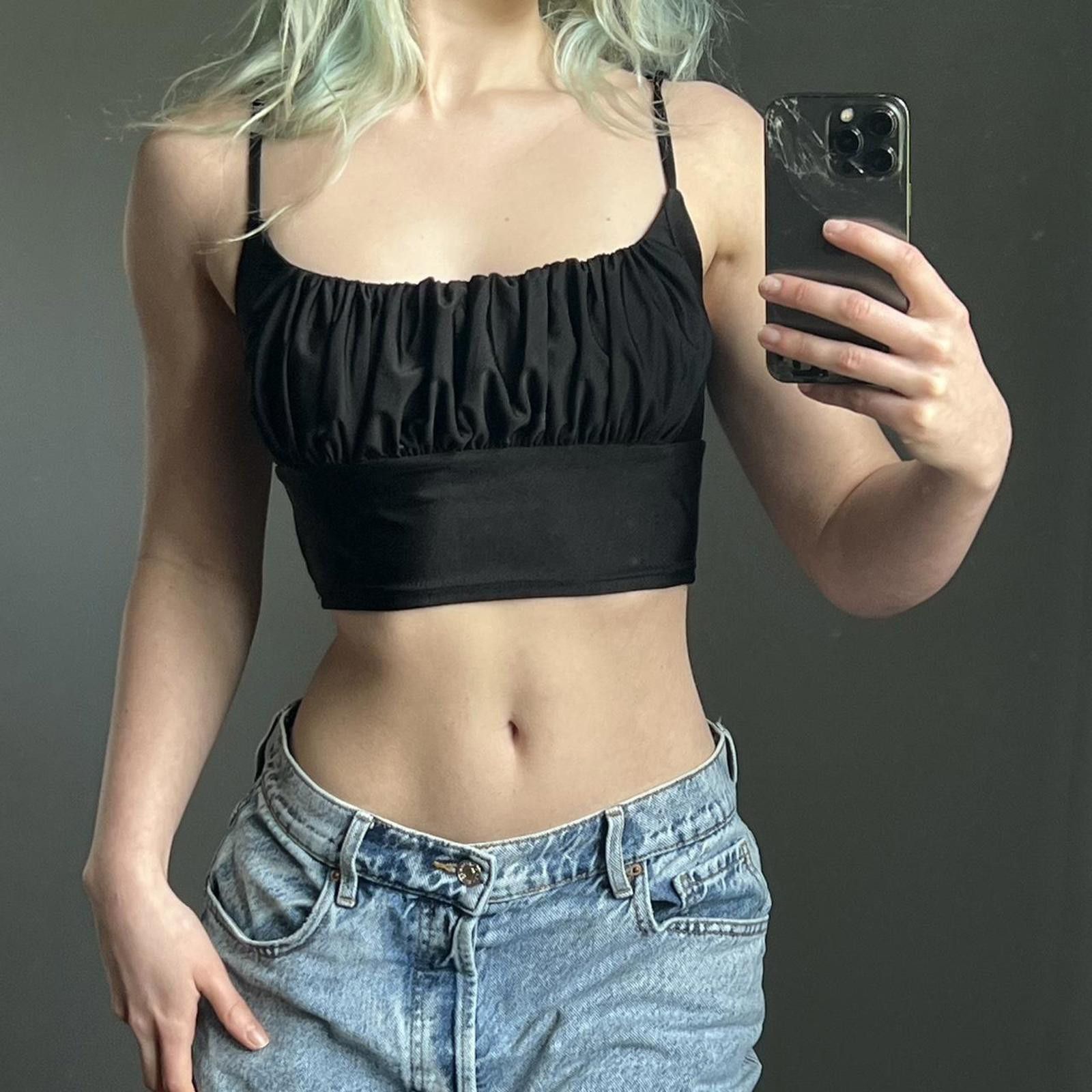 Shein Black ruched going out tank top Size S / US 4 / IT 40 - 3 Thumbnail