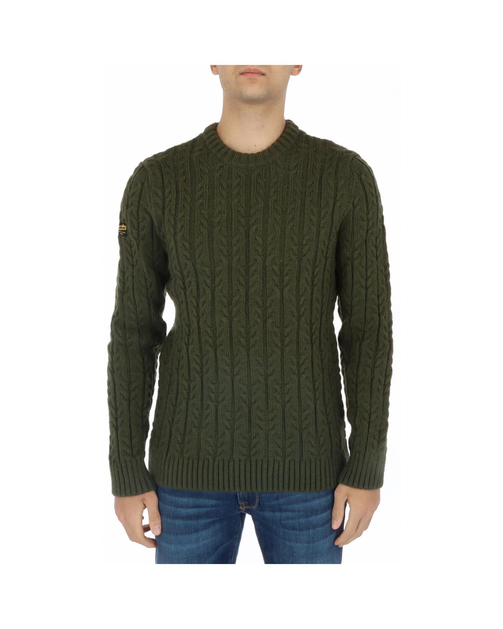 image of Superdry Green Long Sleeve Round Neck Knitwear in Dark Navy, Men's (Size Small)