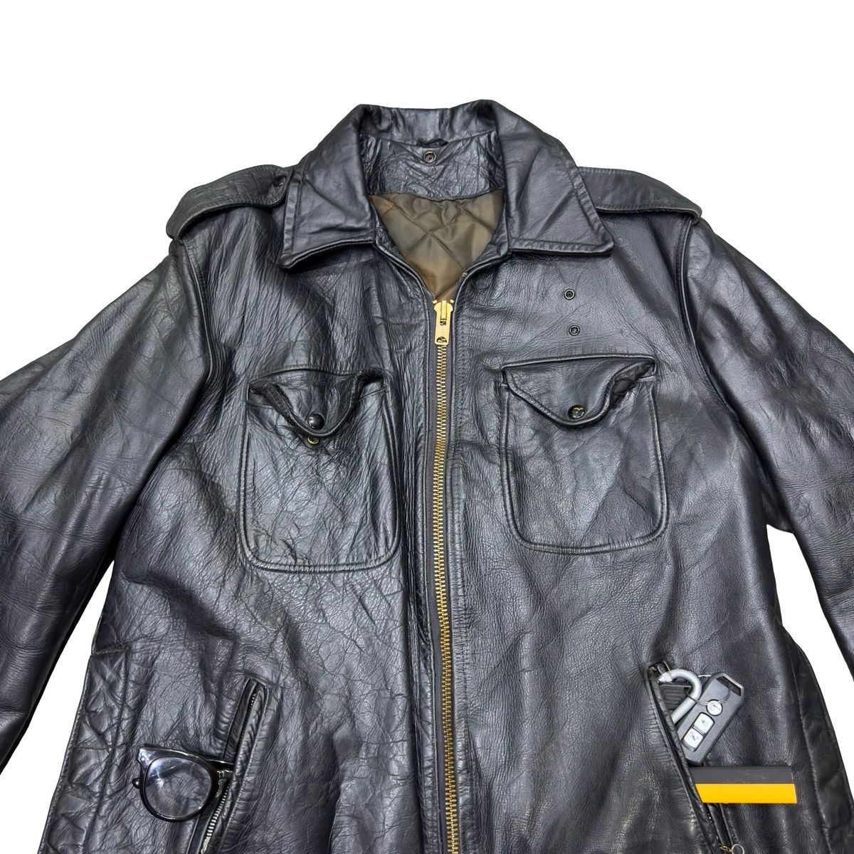 Schott Vintage Schott Nyc Dur O Jack Police Leather Jacket Size US XL / EU 56 / 4 - 3 Thumbnail