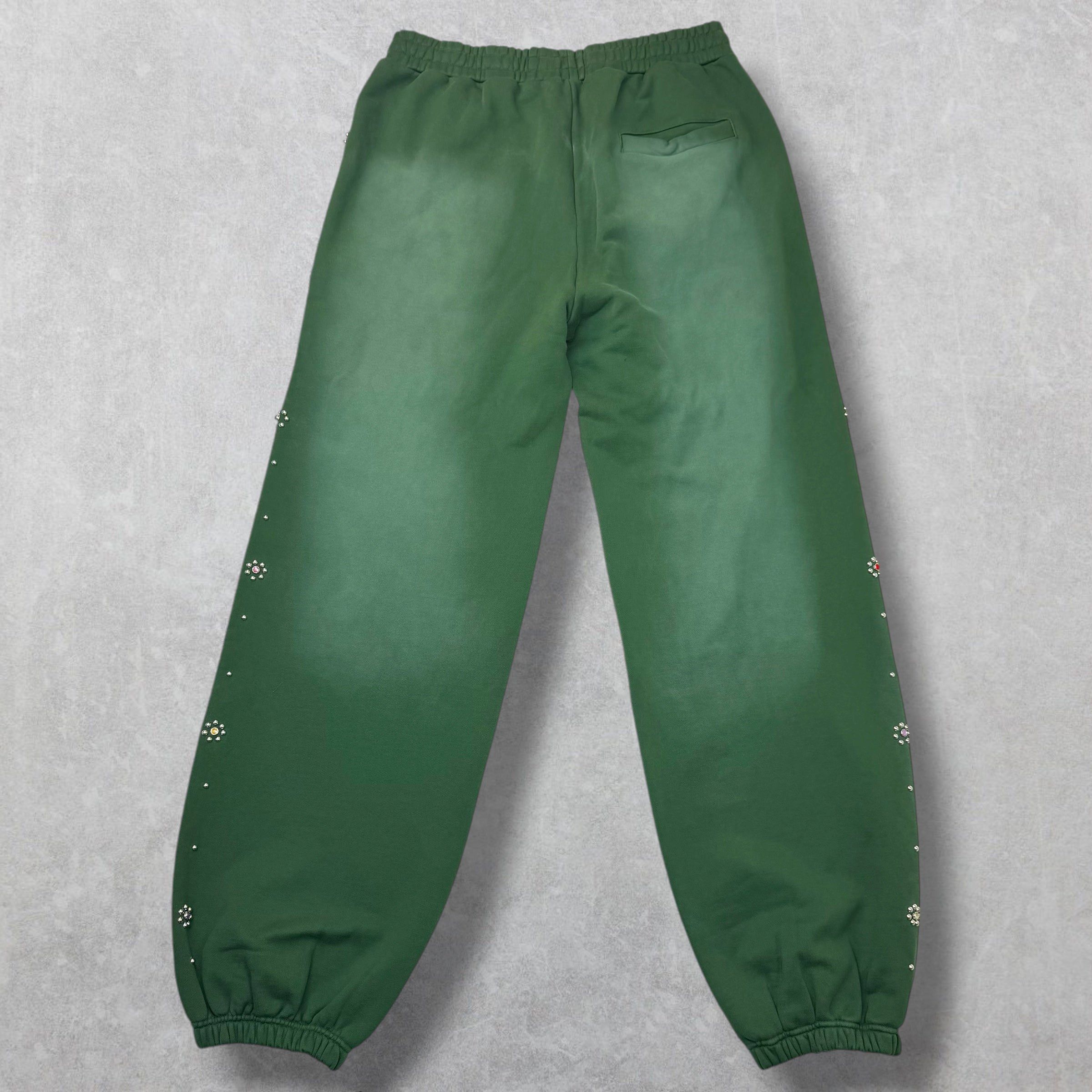 HMDD HMDD Green Flower Studded Scrunch Sweatpants XL Size US 36 / EU 52 - 3 Thumbnail