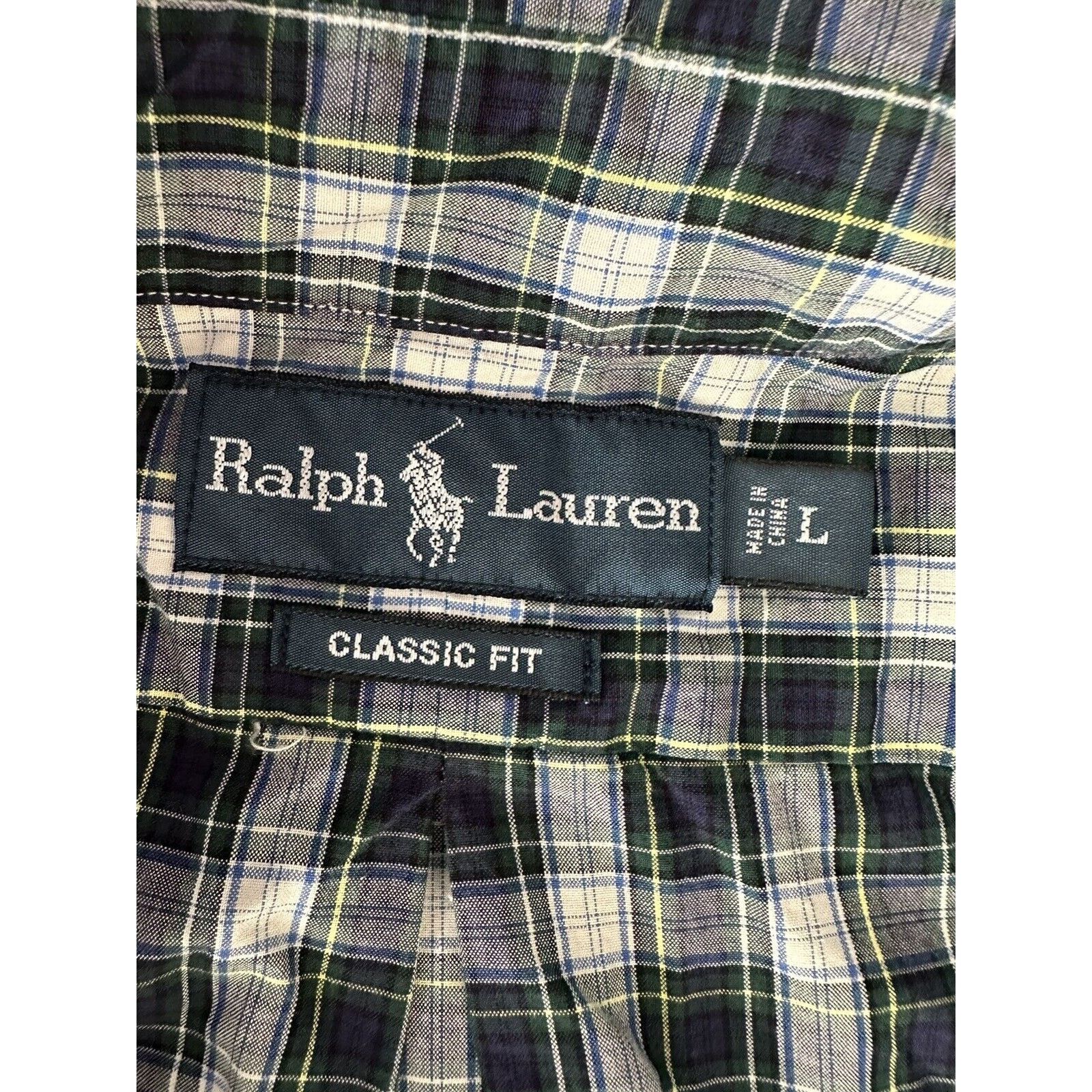 Ralph Lauren Ralph Lauren Classic Fit, Button Up LRG Blue w/Green Plaid Size US L / EU 52-54 / 3 - 4 Thumbnail