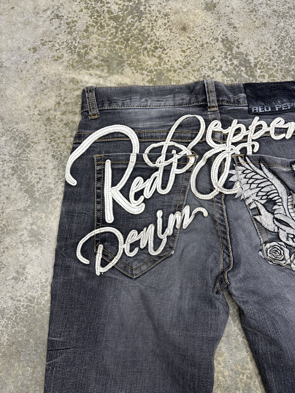 Ed Hardy × Japanese Brand Red Pepper distressed Denim Rare Design Size US 31 - 12 Thumbnail
