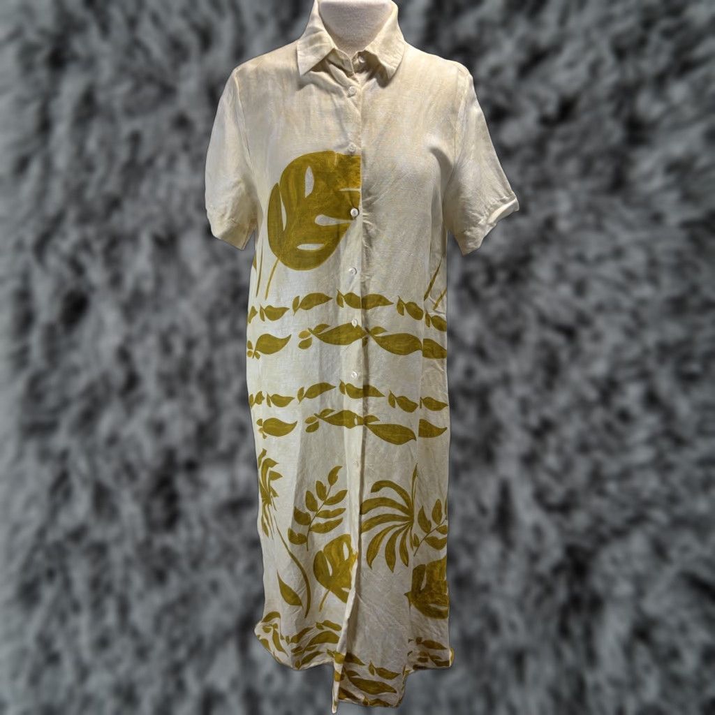 Zara Casual Shirt Dress ZARA Linen Blend Midi Shirt Dress Large
