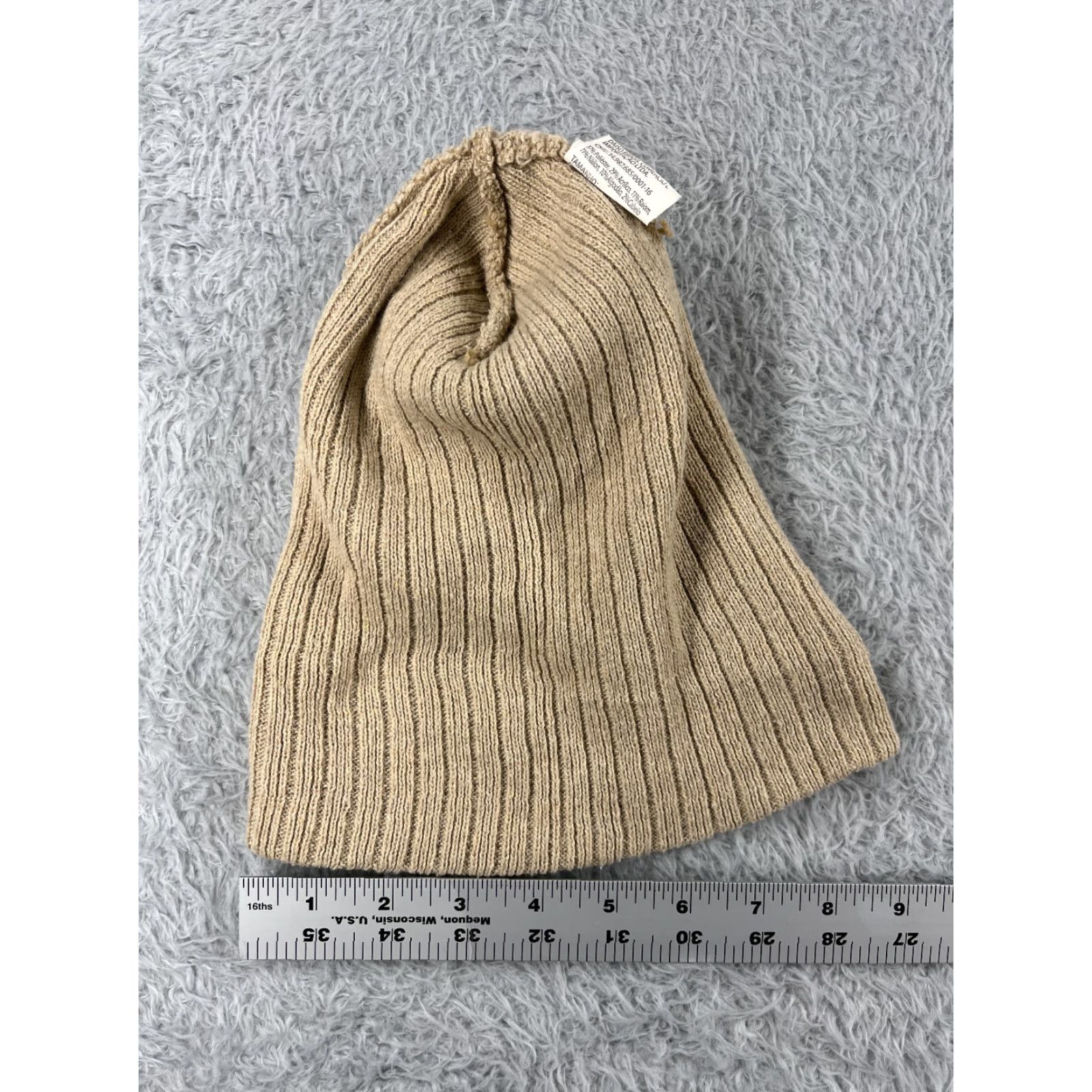 Vintage Daiso Beanie Adult One Size Beige Knit Ribbed Acrylic Polyester Blend Ski Hat Size ONE SIZE - 5 Thumbnail
