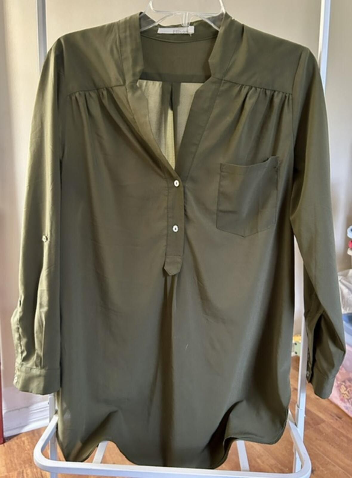 Other Alison Olive Green Long Sleeve Tunic Shirt Size M / US 6-8 / IT 42-44 - 1 Thumbnail