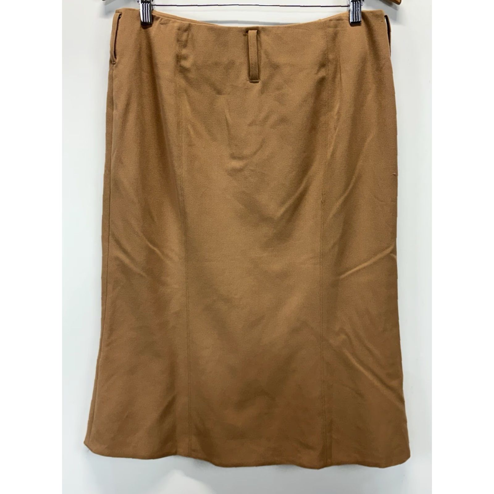 Vintage VINTAGE Newport News Skirt Midi Women 12 Beige Solid Zip Trumpet Belt Loops Size 34" / US 12 / IT 48 - 4 Thumbnail