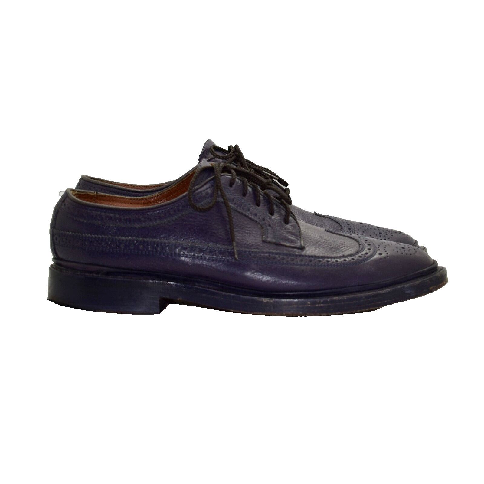 Florsheim FLORSHEIM DUCKIE BROWN Purple Leather Wingtip Shoes Size 8 D Size US 8 / EU 41 - 3 Thumbnail