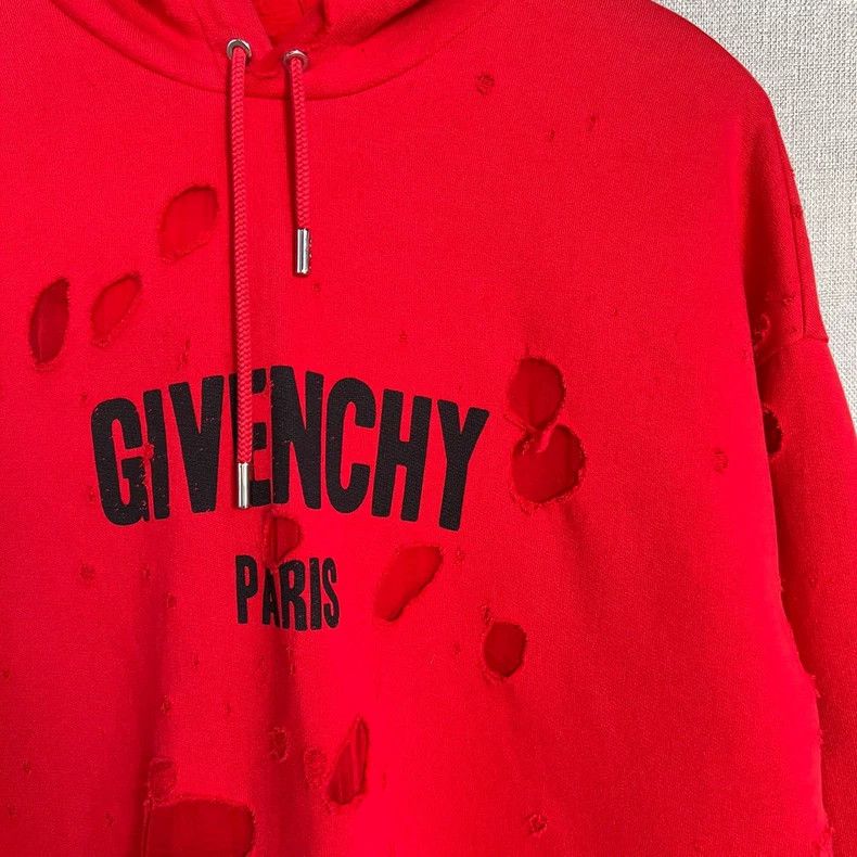 Givenchy Givenchy Red Ripped Destroyed Hoodie Size US S / EU 44-46 / 1 - 3 Thumbnail