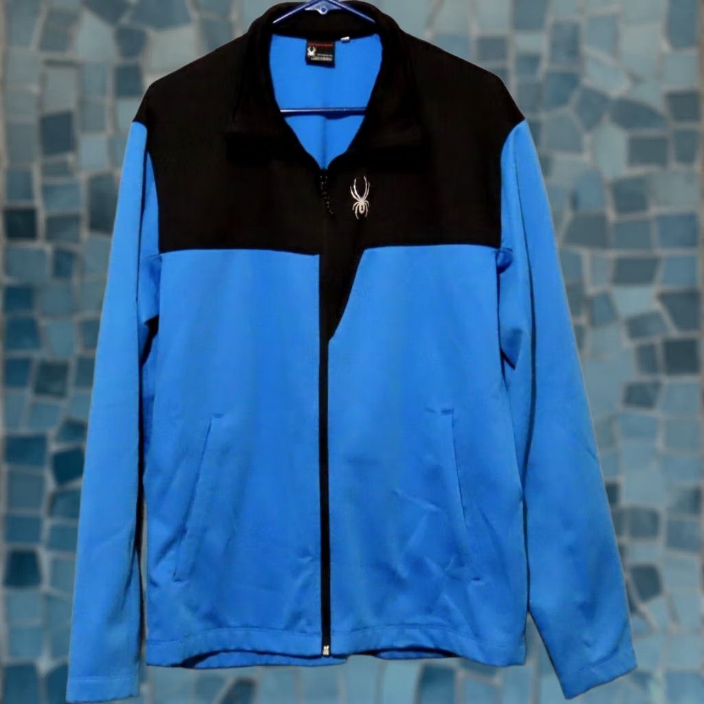 Spyder Spyder Jacket Men XL Blue Black Fleece Full Zip Activewear Pullover Breathable Stretch Long Sleeve Regular Fit Casual Outdoor Sports Size US XL / EU 56 / 4 - 1 Thumbnail