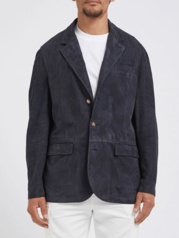 Brunello Cucinelli Leather Jacket in Dark Blue Size US S / EU 44-46 / 1 - 1 Preview