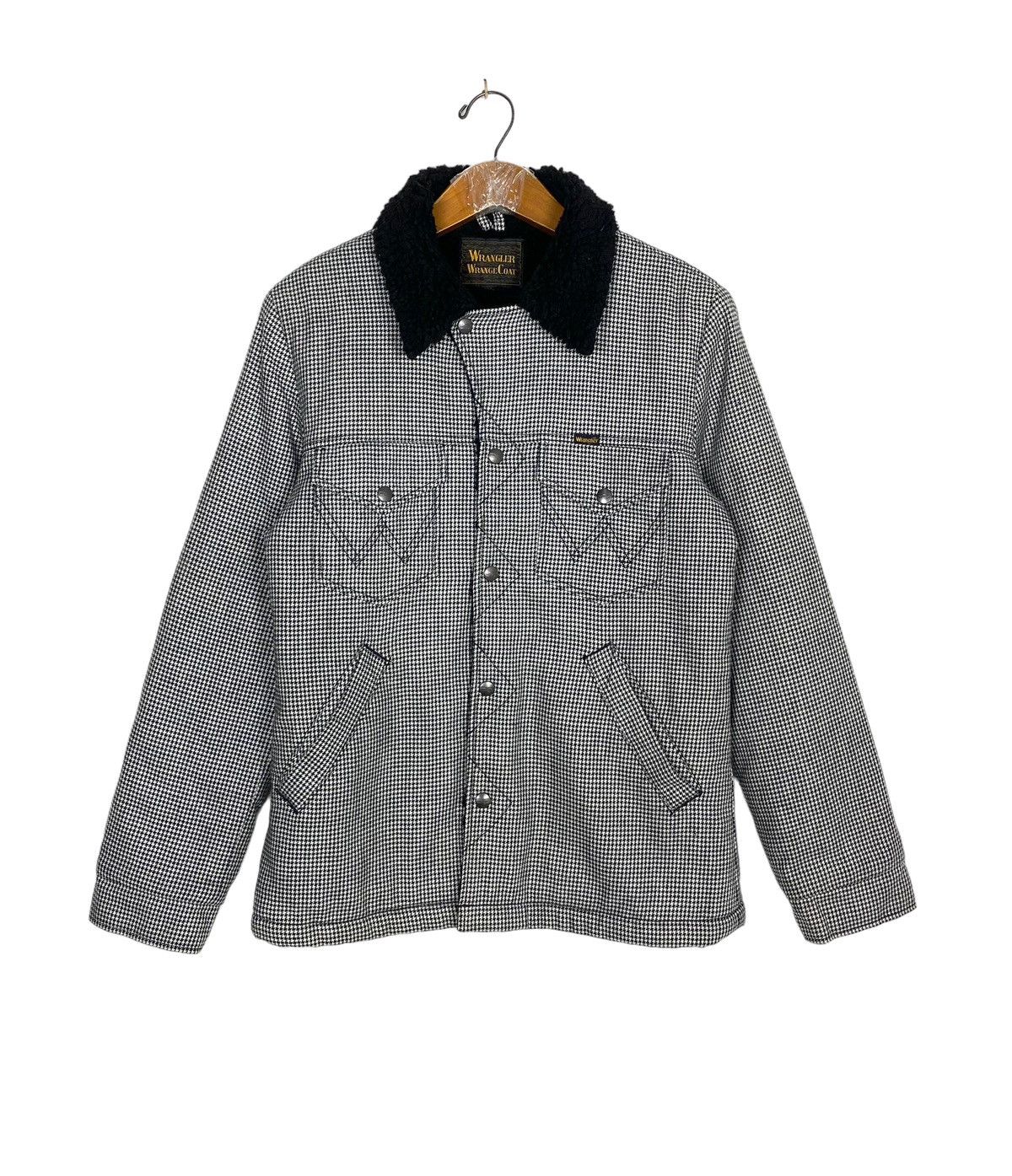 Rare Vintage Wrangler Houndstooth Hickory Workwear Fur Colar