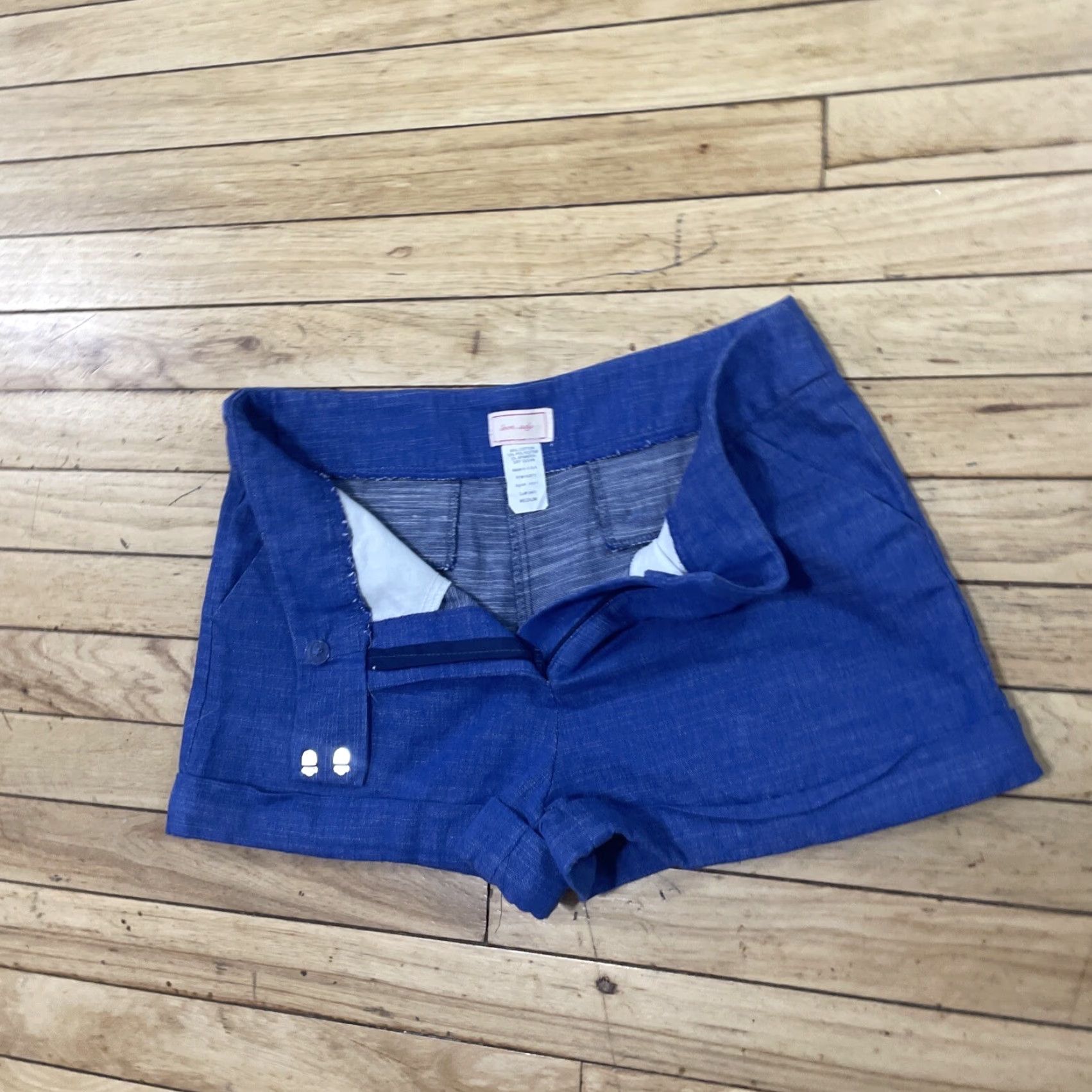Vintage LOVE...ADY Shorts Women M Blue 1in Inseam Casual Cut-Off Cotton Blend Spandex Stretch USA Made 31x1in XS? Size 32" / US 10 / IT 46 - 3 Thumbnail