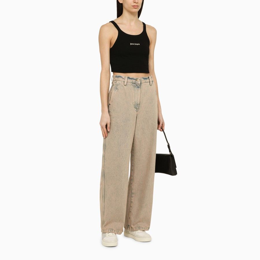 Palm Angels o1d2blof0924 Cotton Cropped Tops In Black Size XS / US 0-2 / IT 36-38 - 2 Thumbnail