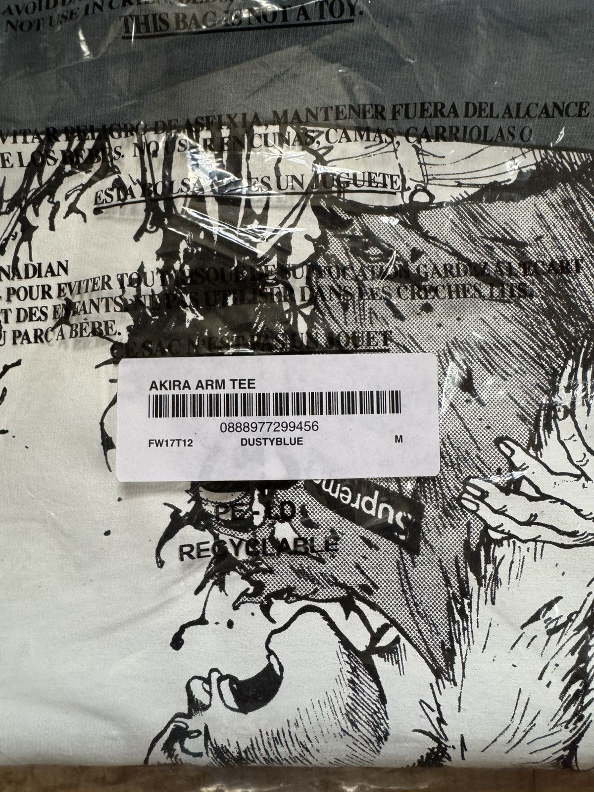 Supreme FW17 Akira x Supreme Arm Tee Dusty Blue Size US M / EU 48-50 / 2 - 5 Thumbnail