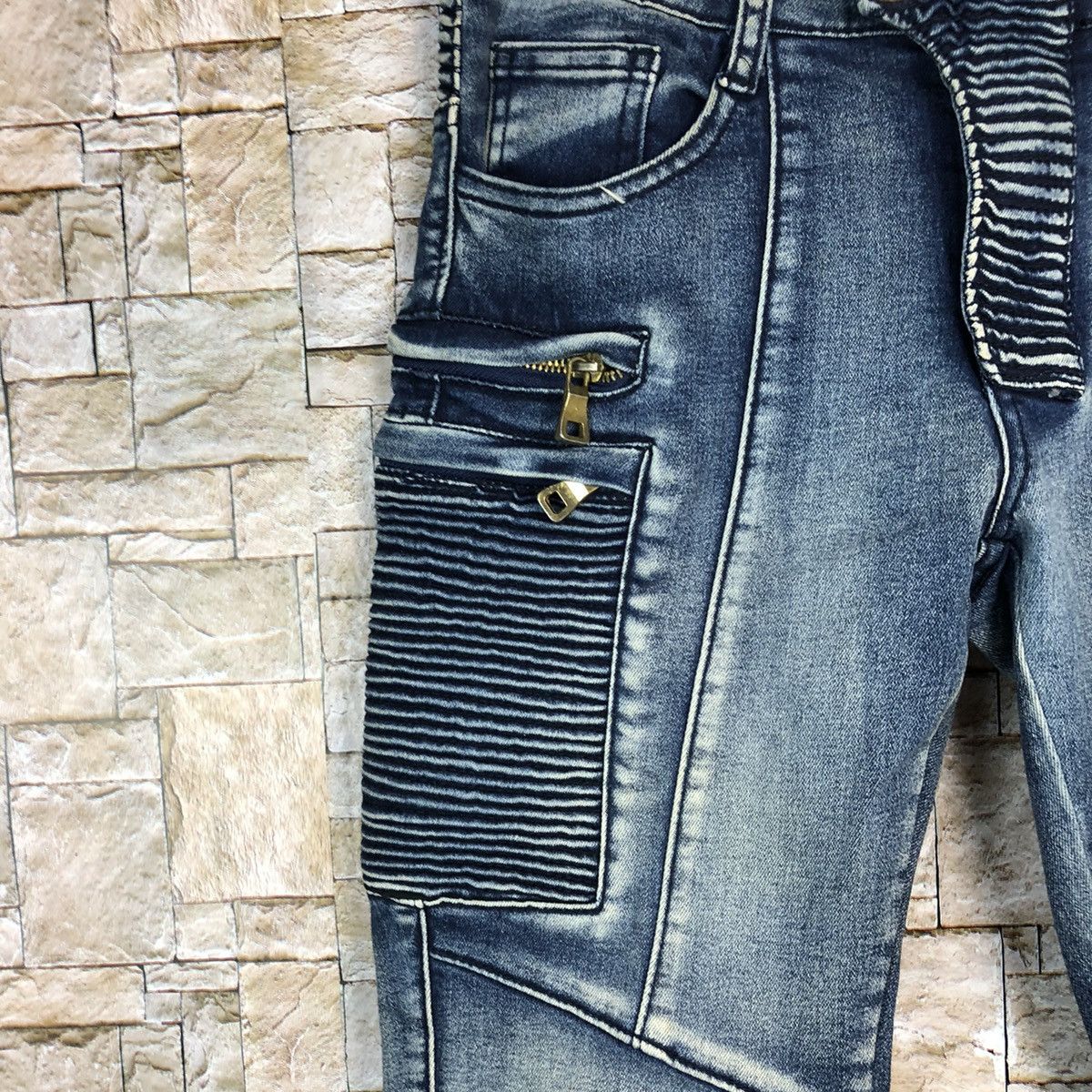 Japanese Brand Japan faded Blue Slim Fit bikers denim Jeans #A741 Size 26" / US 2 / IT 38 - 9 Thumbnail
