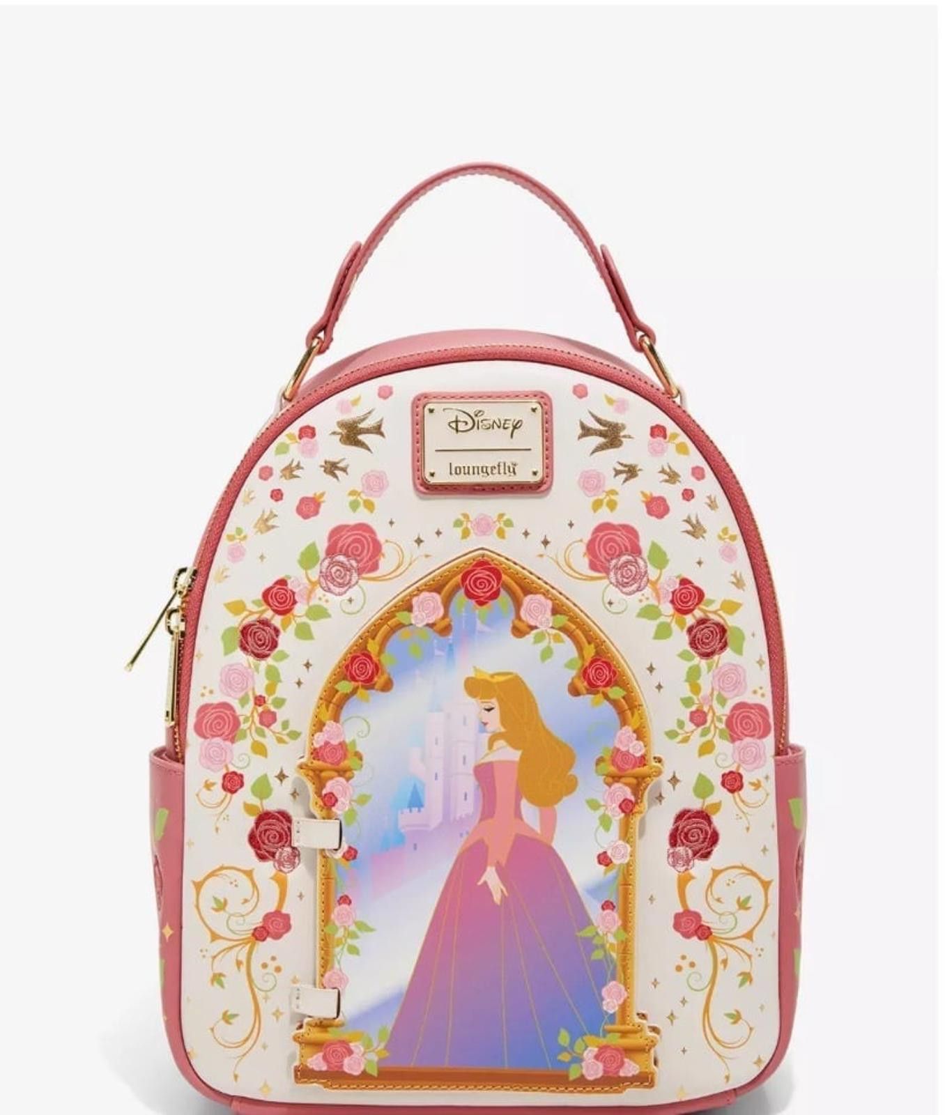 Loungefly Sleeping Beau Aurora Portrait Floral Mini Backpack