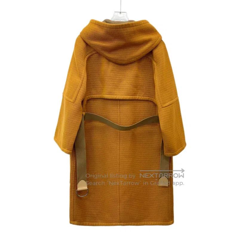 Hermes Hermes Orange cashmere hooded belt long-sleeve coat Size XXS / US 00 / IT 34 - 2 Thumbnail