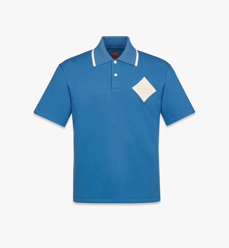 MCM o1mt1gz0126 Logo Patch Piqué Polo Shirt in Blue Size M / US 6-8 / IT 42-44 - 1 Thumbnail