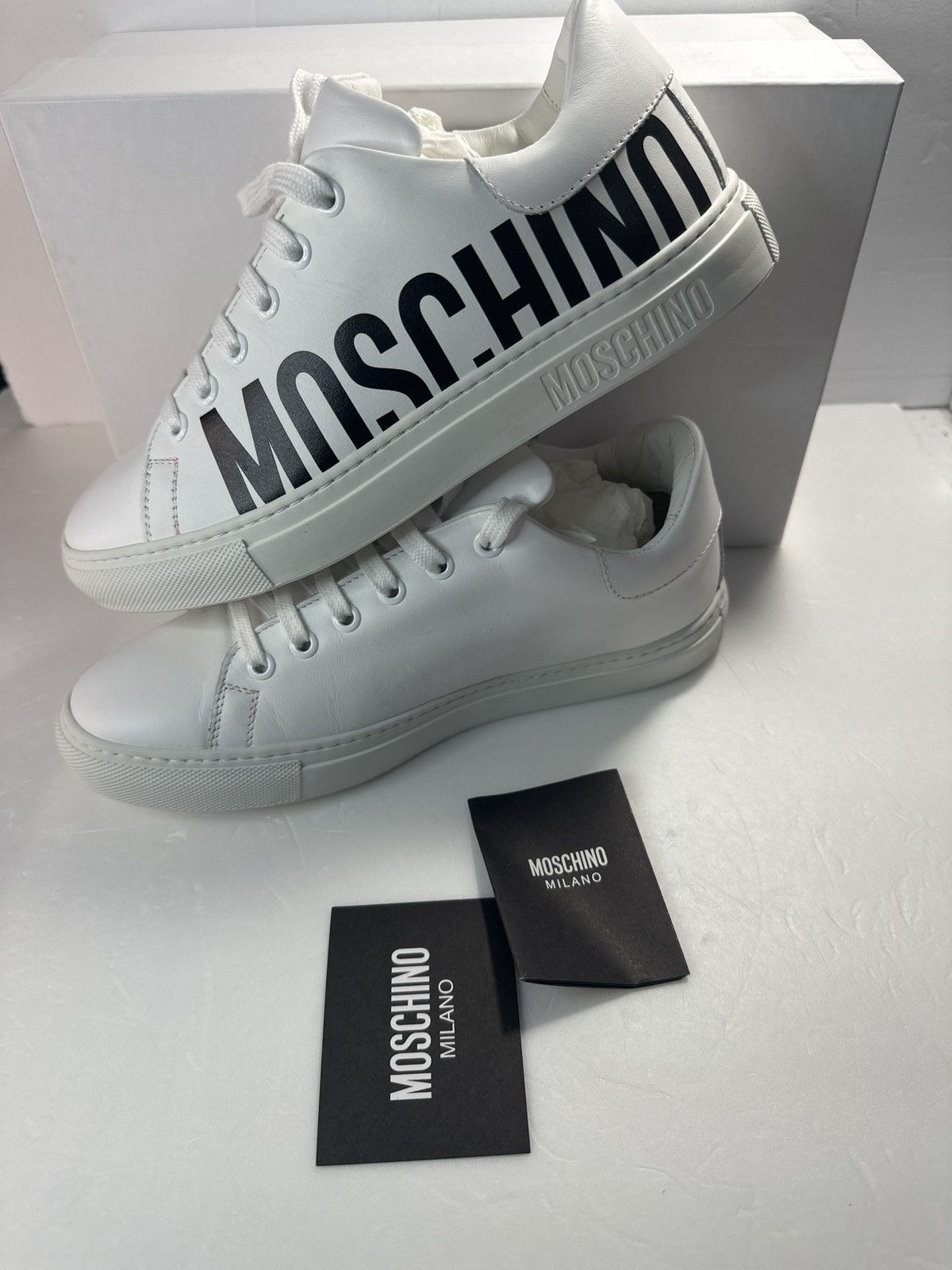 Moschino Moschino Low-Top Logo Sneakers large contrast logo printed Size US 8 / IT 38 - 3 Thumbnail