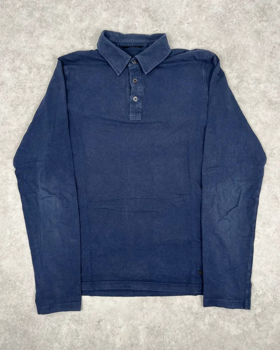 Prada 2000s Prada Navy Longsleeve Washed Polo Size US M / EU 48-50 / 2 - 1 Thumbnail
